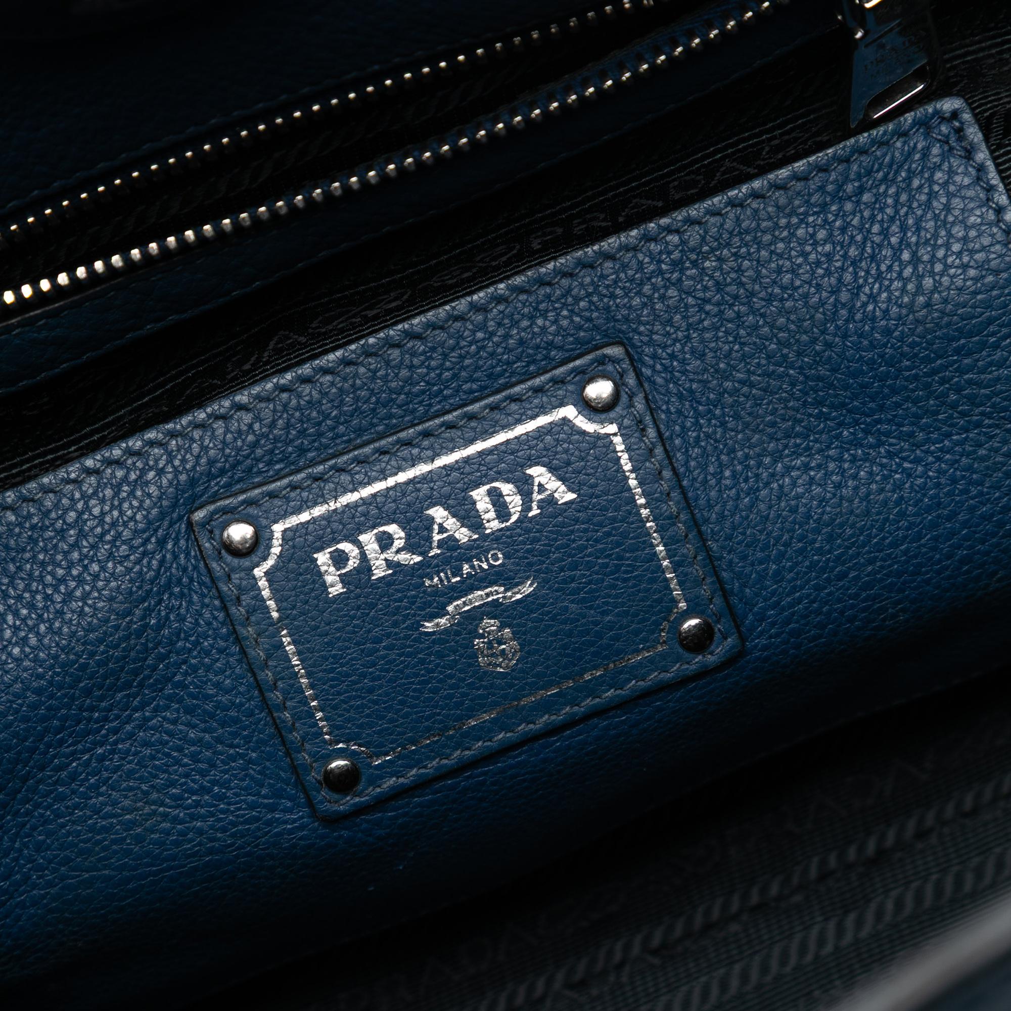 Prada Vitello Daino Front Pocket Open Convertible Tote