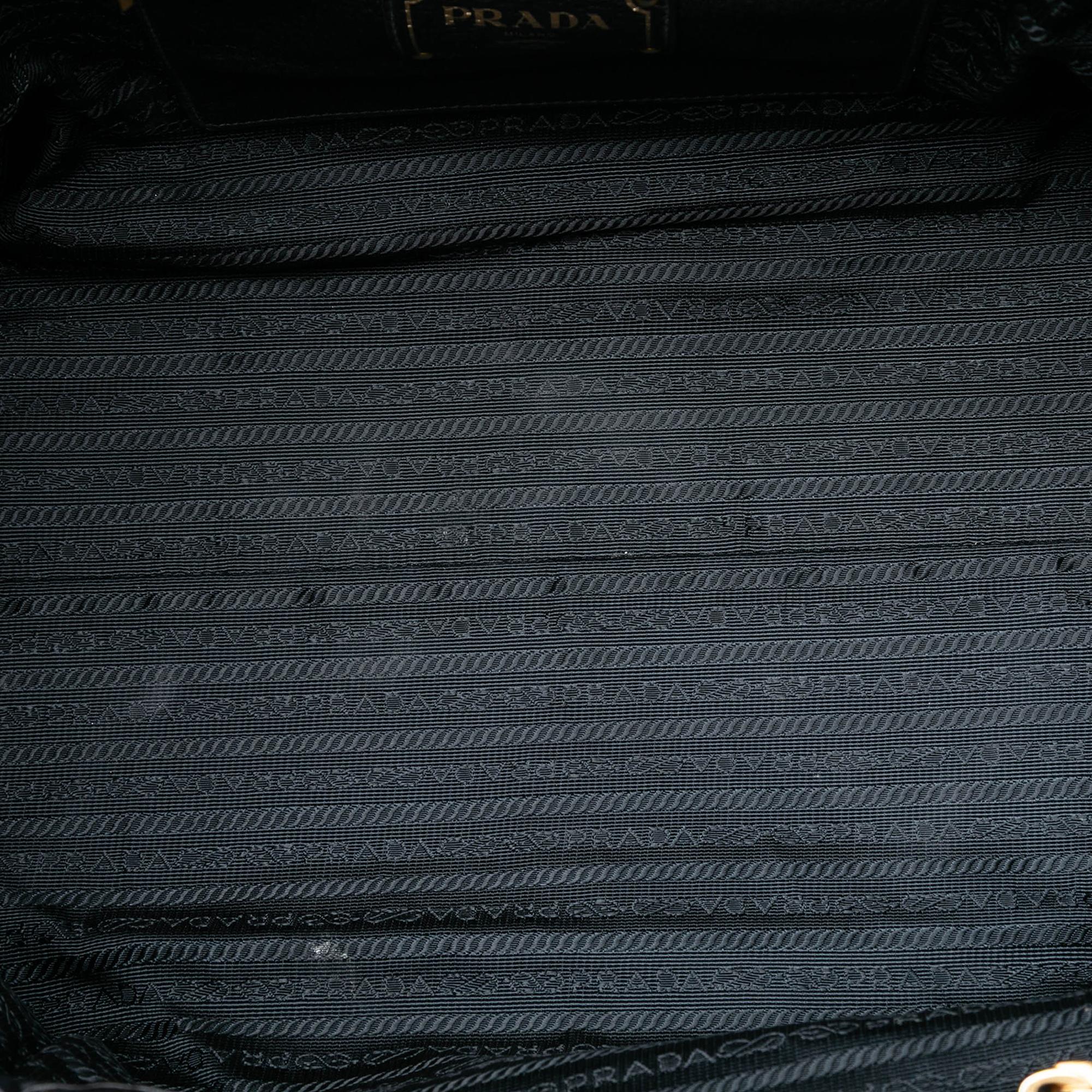 Prada Vitello Daino Front Pocket Open Convertible Tote