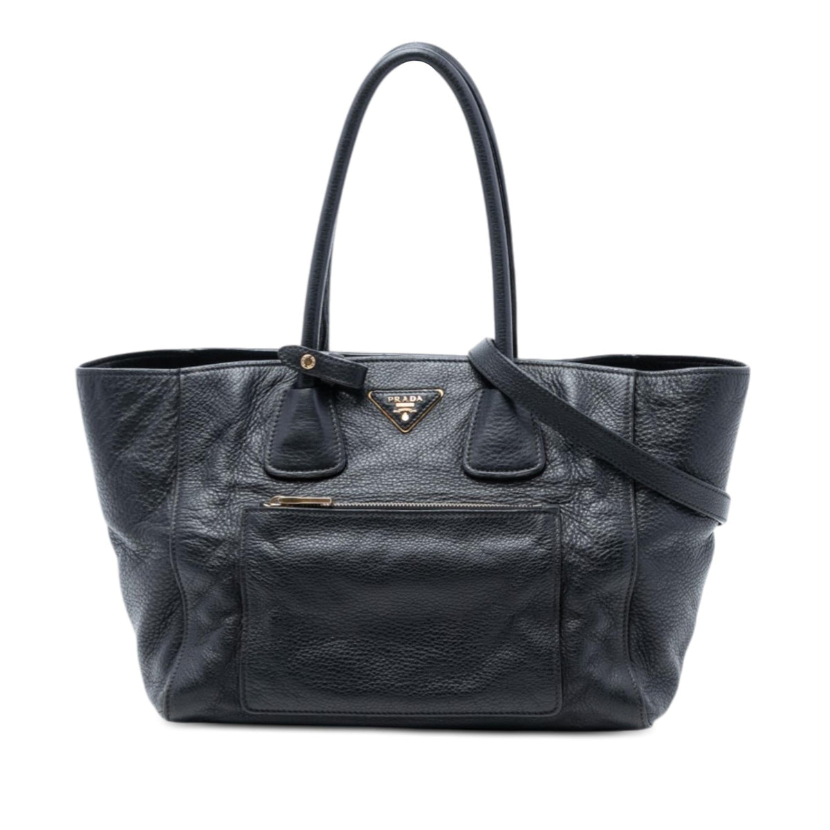 Prada Vitello Daino Front Pocket Open Convertible Tote