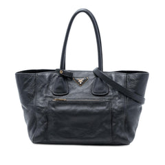 Prada Vitello Daino Front Pocket Open Convertible Tote