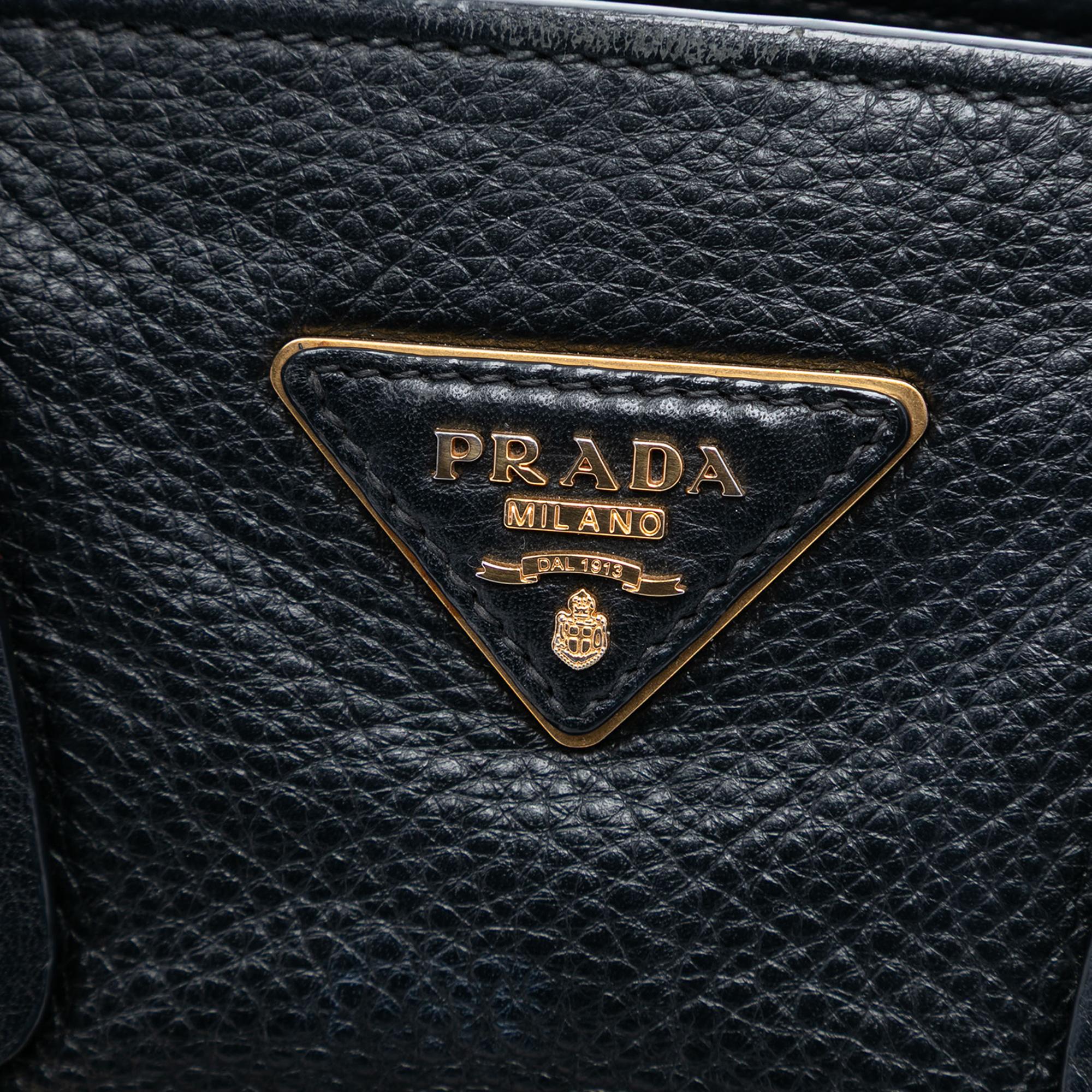 Prada Vitello Daino Front Pocket Open Convertible Tote