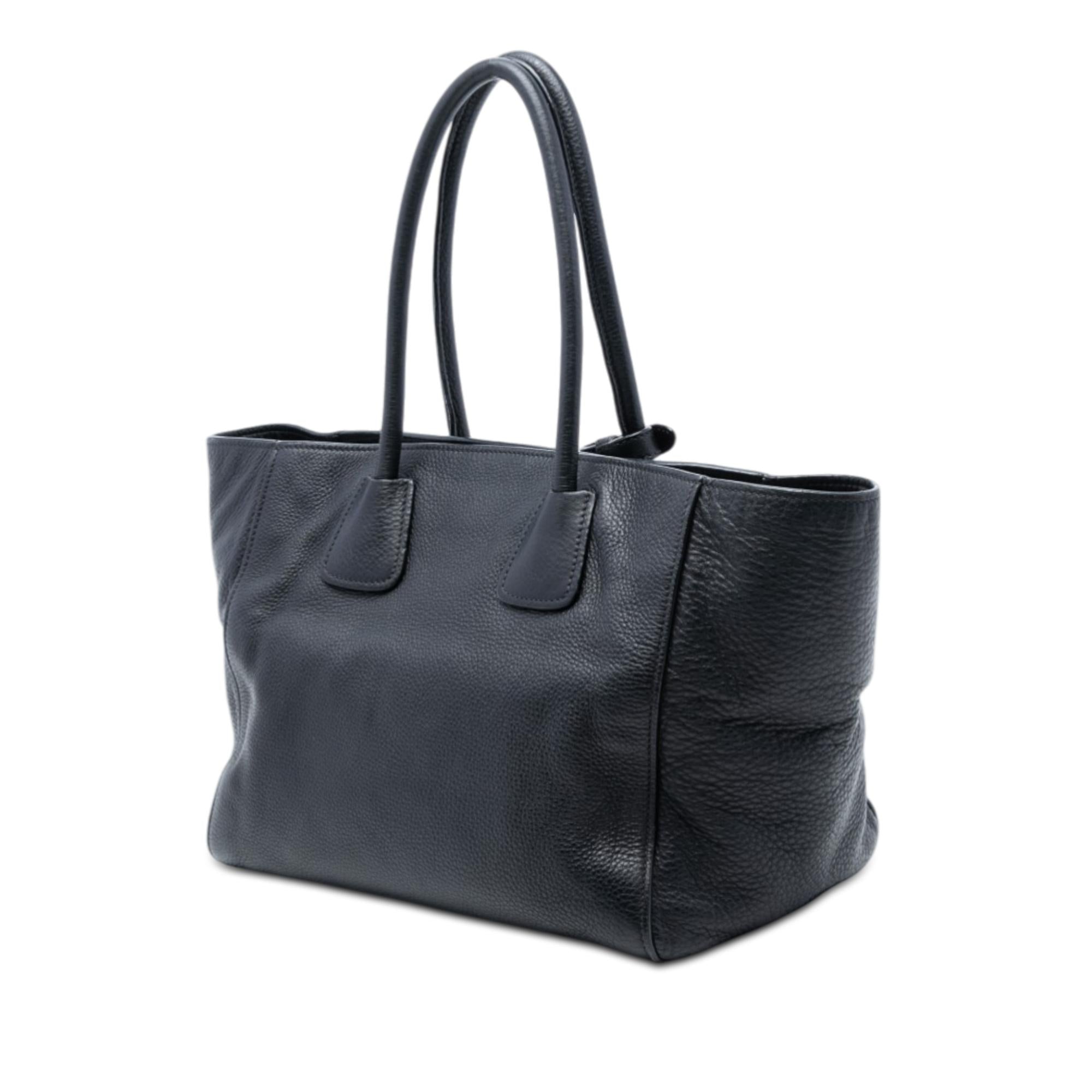 Prada Vitello Daino Front Pocket Open Convertible Tote