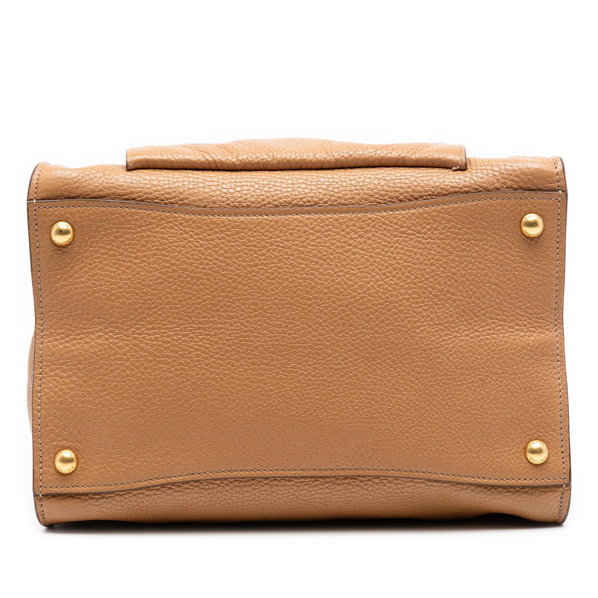 Prada Vitello Daino Front Pocket Open Convertible Tote