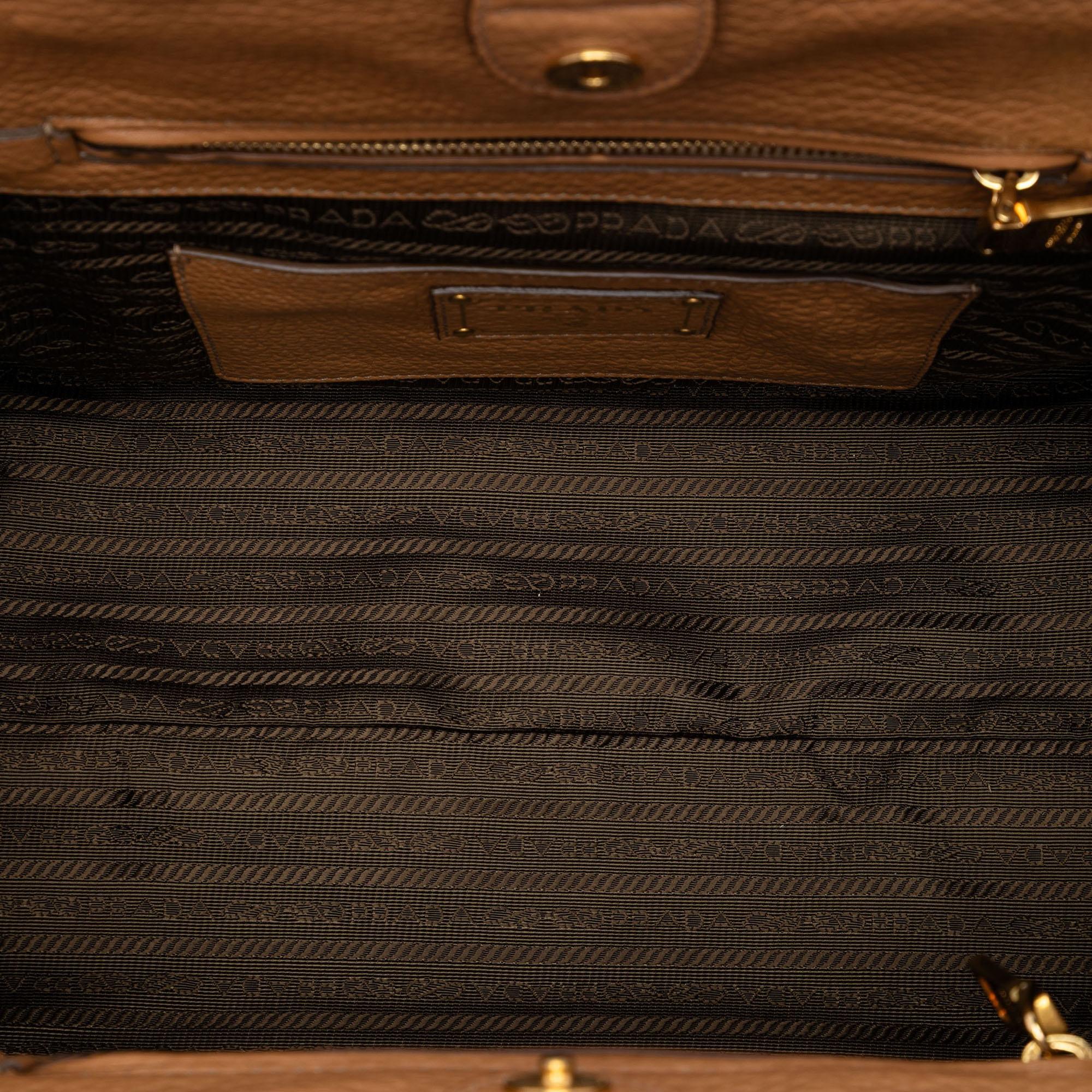 Prada Vitello Daino Front Pocket Open Convertible Tote