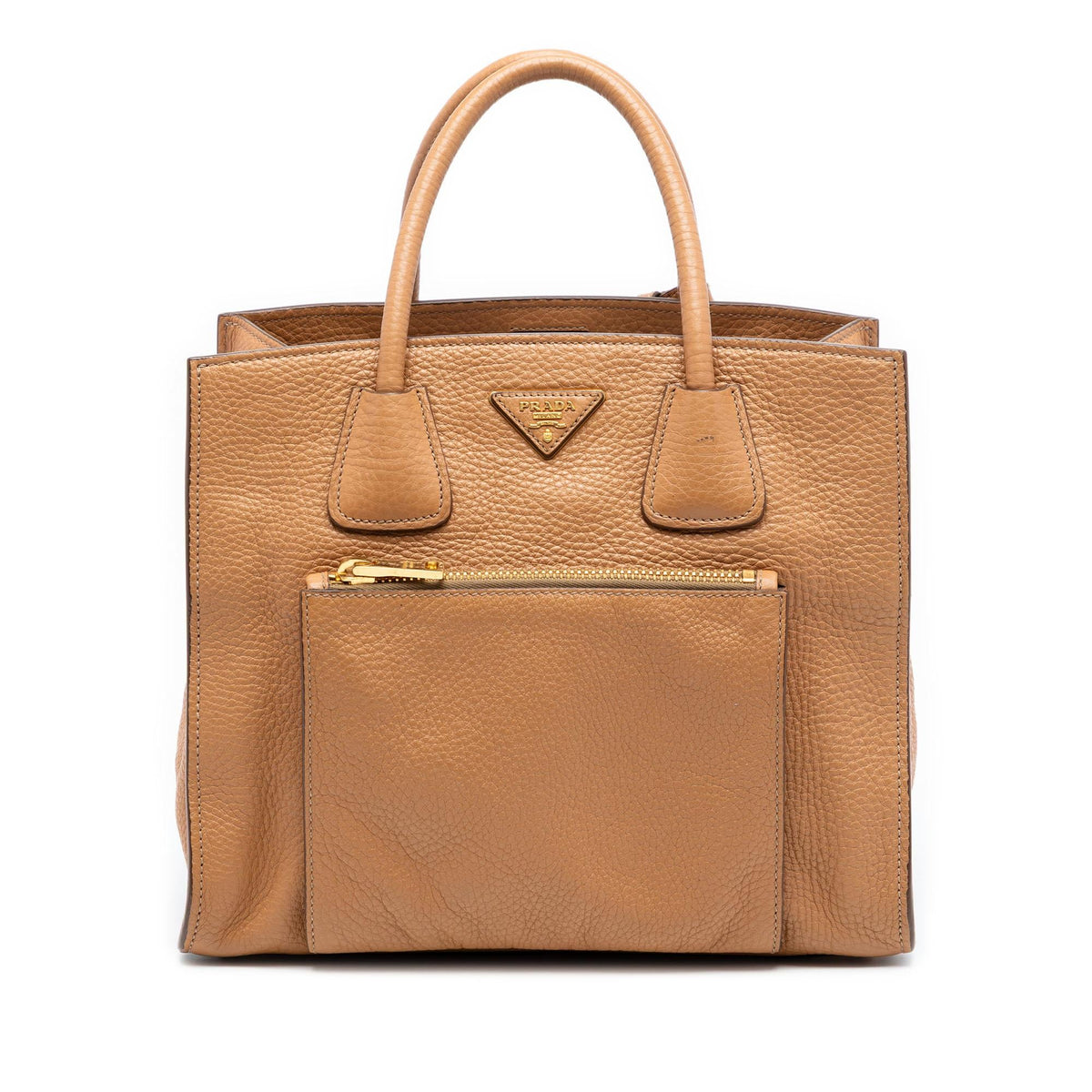 Prada Vitello Daino Front Pocket Open Convertible Tote