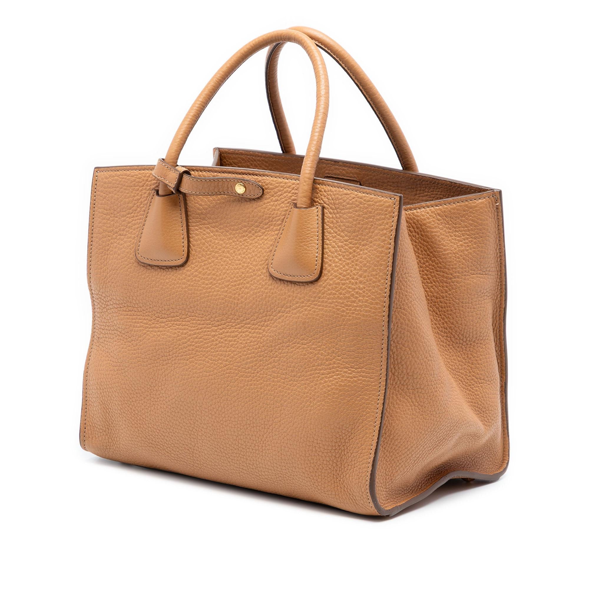 Prada Vitello Daino Front Pocket Open Convertible Tote