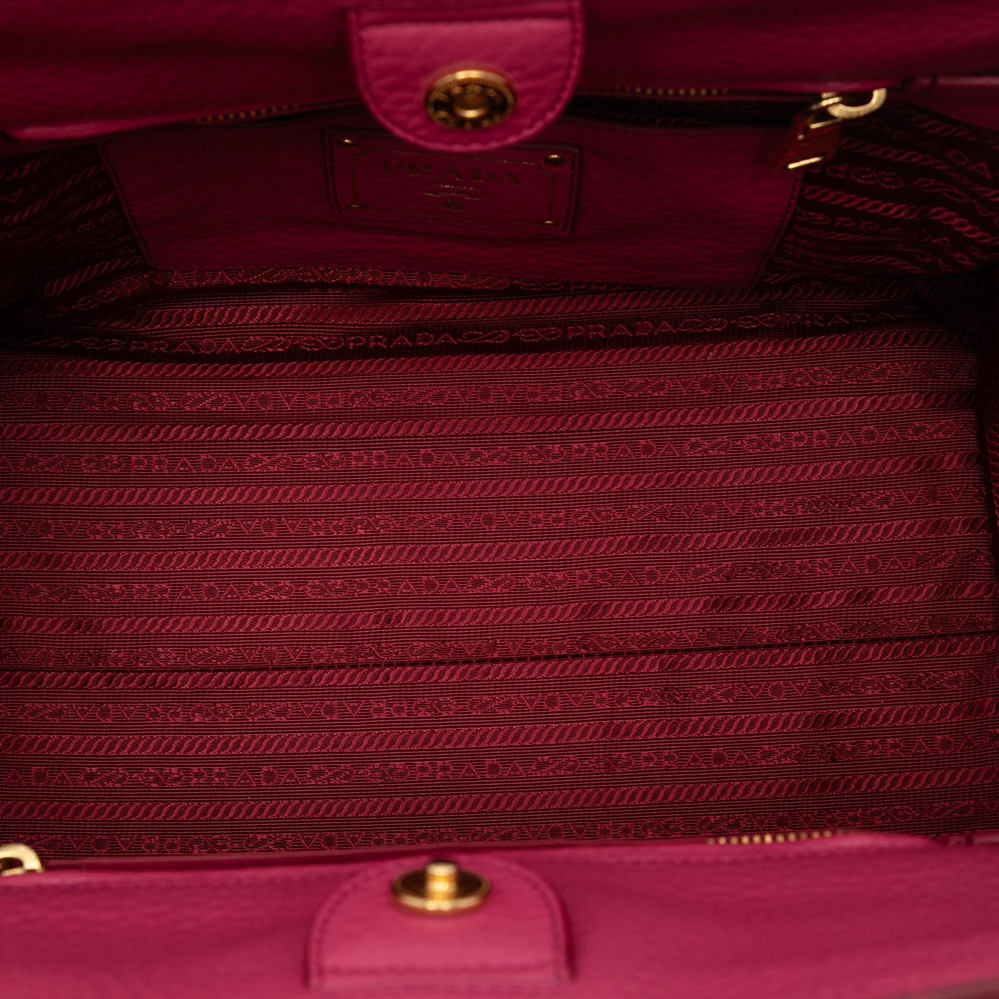 Prada Vitello Daino Front Pocket Open Convertible Tote