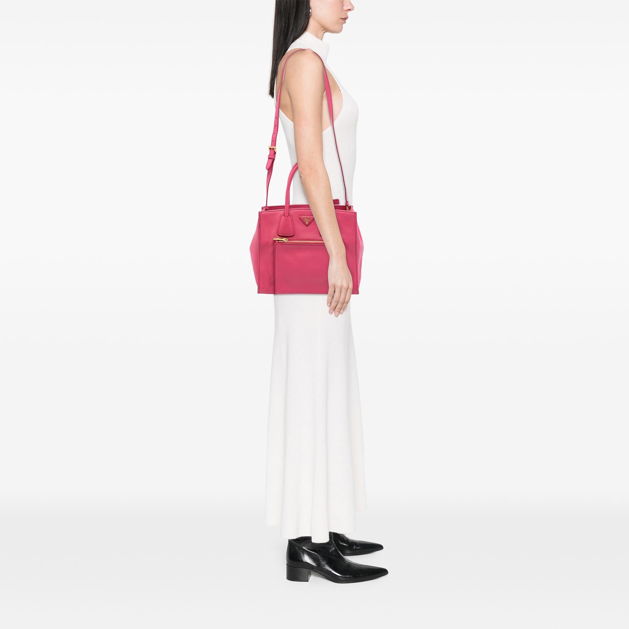 Prada Vitello Daino Front Pocket Open Convertible Tote