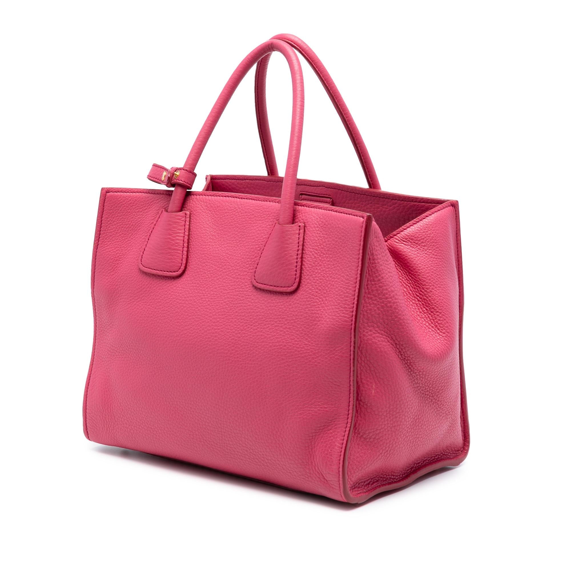 Prada Vitello Daino Front Pocket Open Convertible Tote