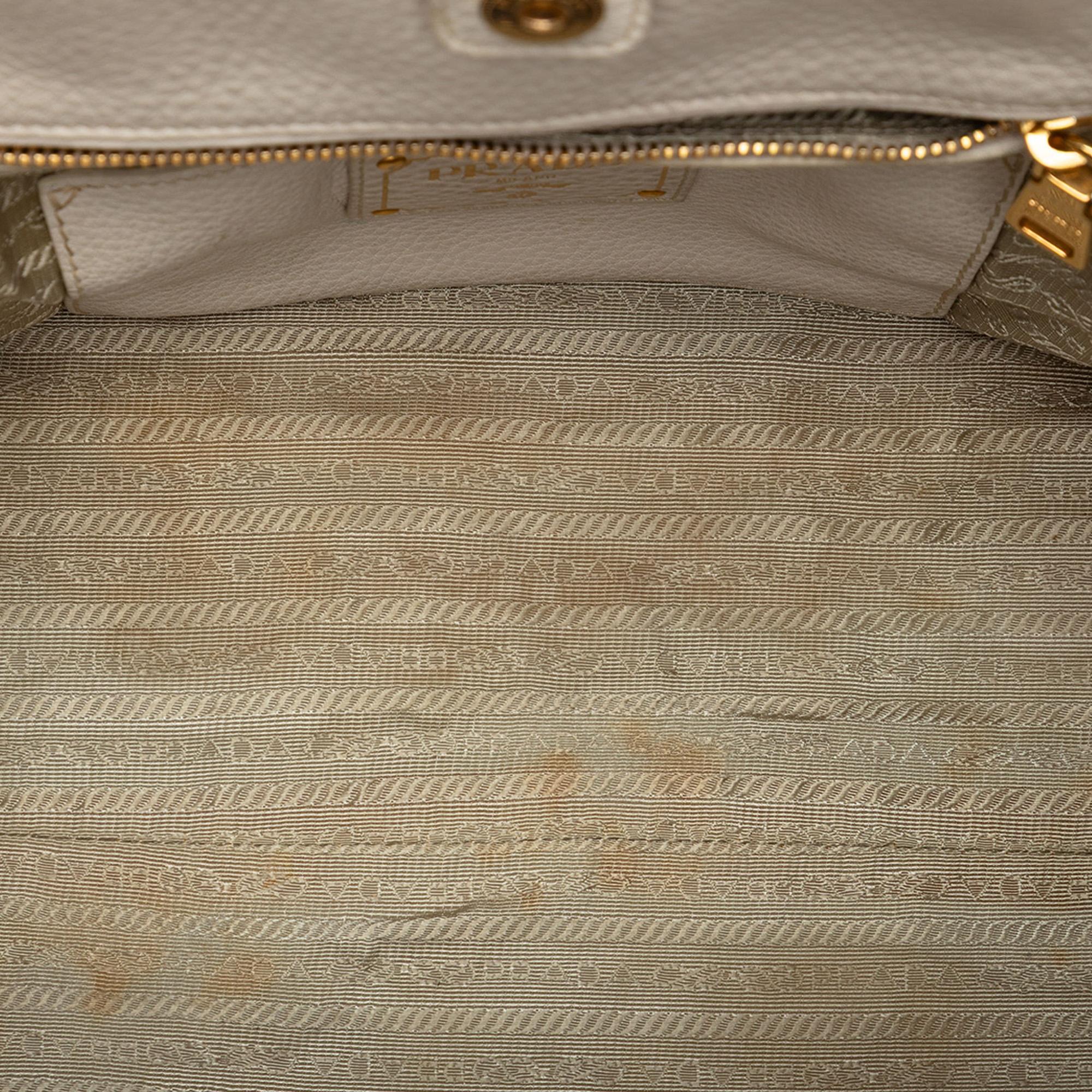Prada Vitello Daino Front Pocket Open Convertible Tote
