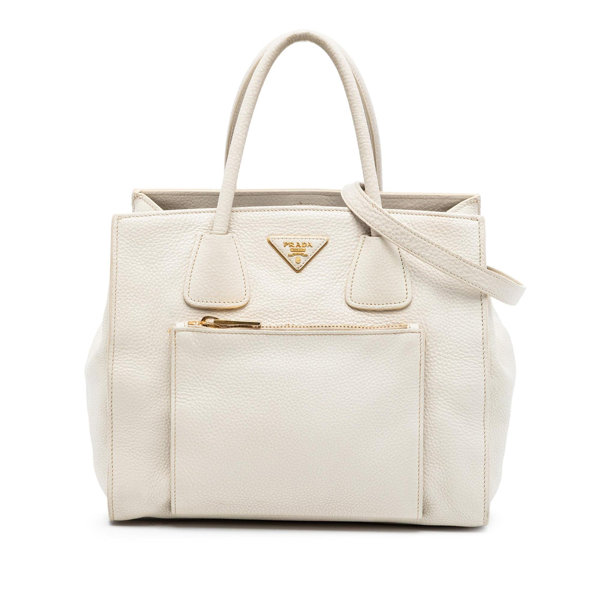 Prada Vitello Daino Front Pocket Open Convertible Tote
