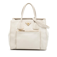 Prada Vitello Daino Front Pocket Open Convertible Tote