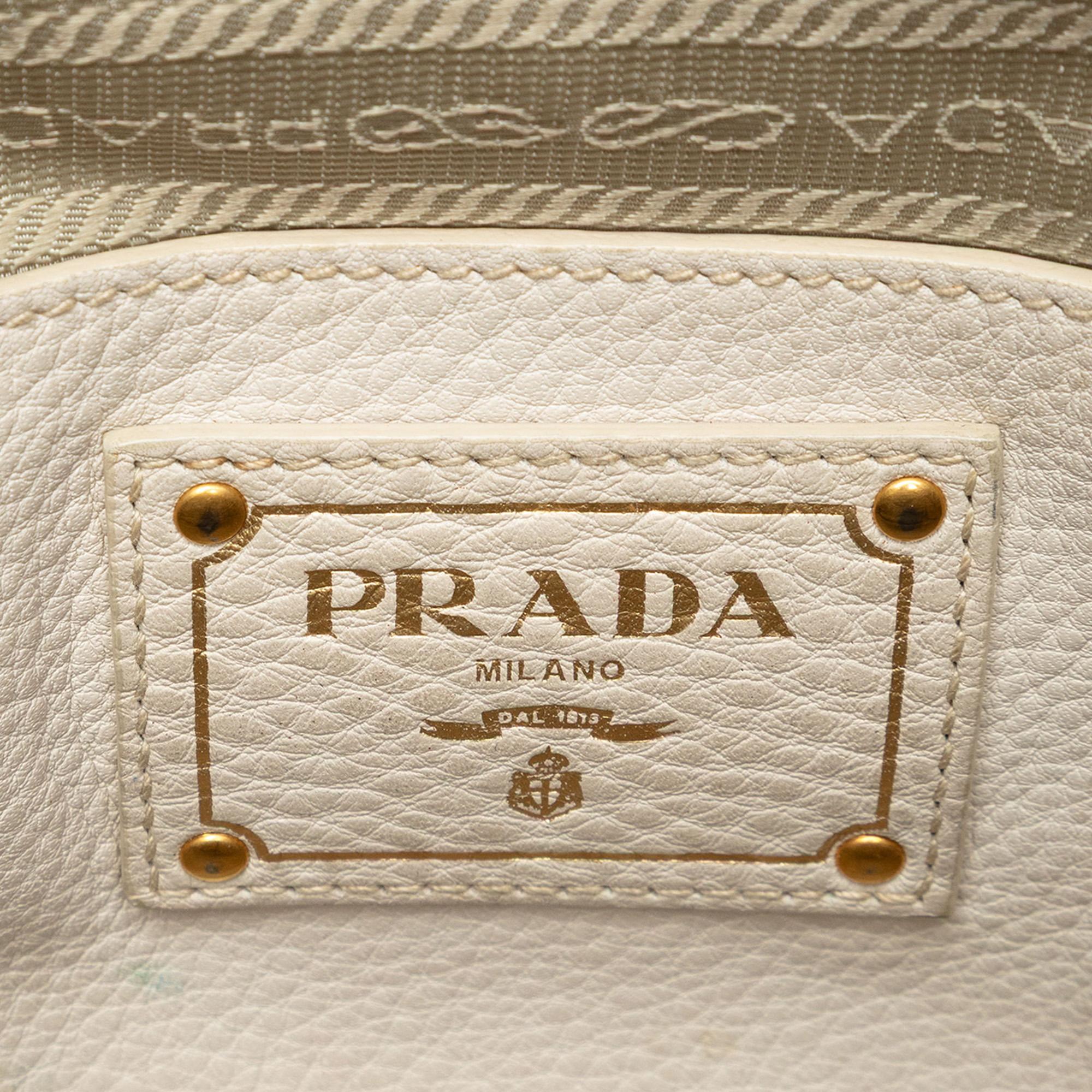 Prada Vitello Daino Front Pocket Open Convertible Tote