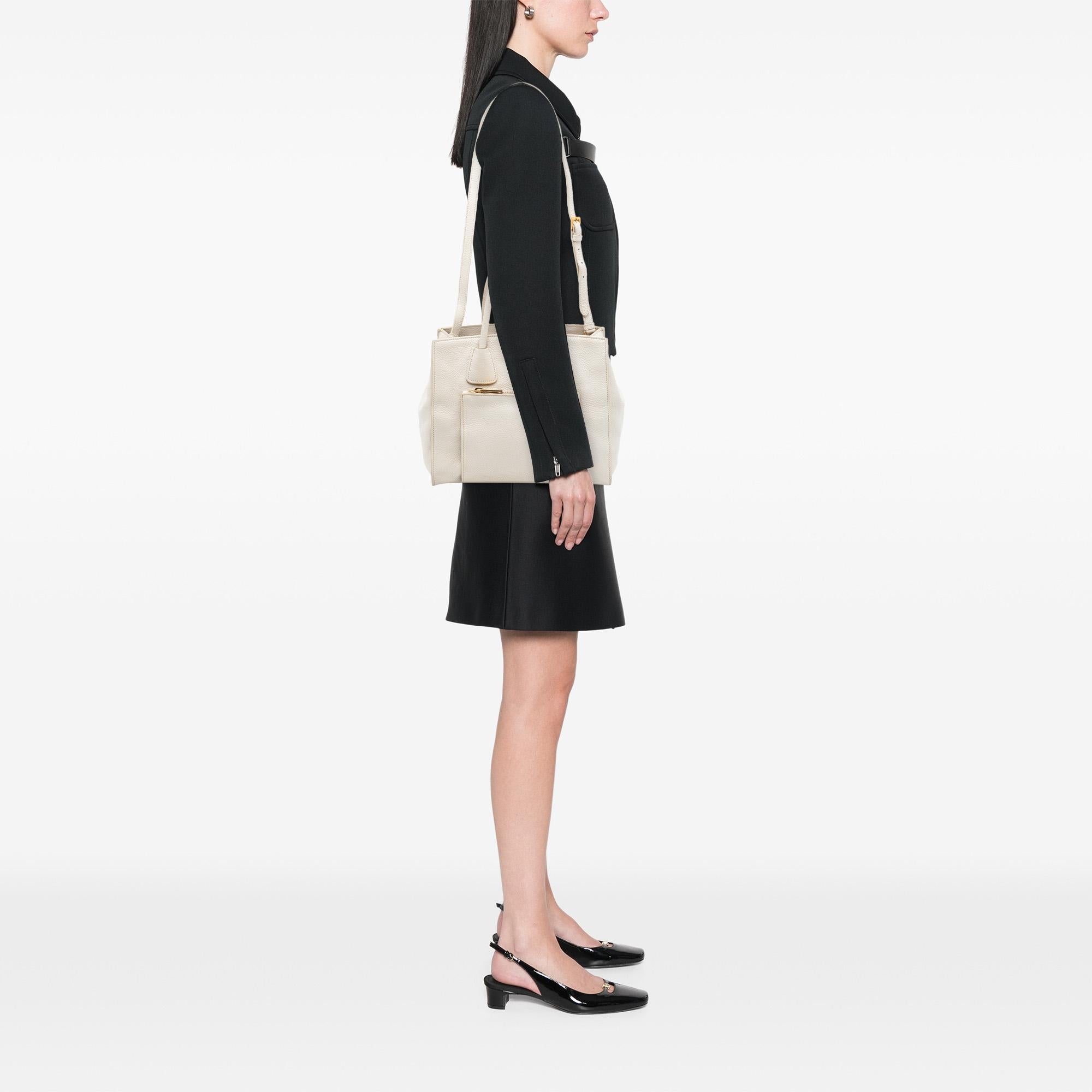 Prada Vitello Daino Front Pocket Open Convertible Tote