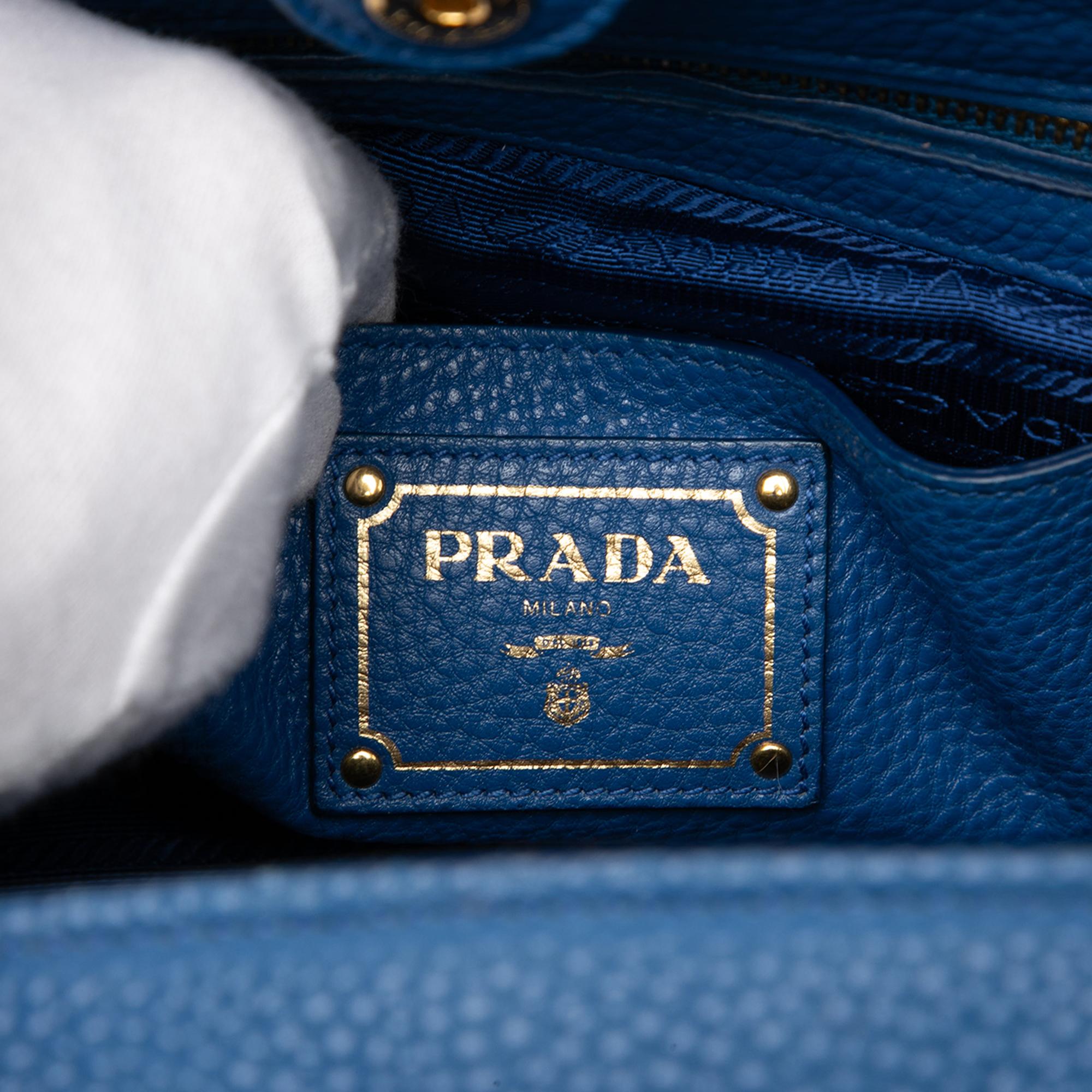 Prada Vitello Daino Front Pocket Open Convertible Tote