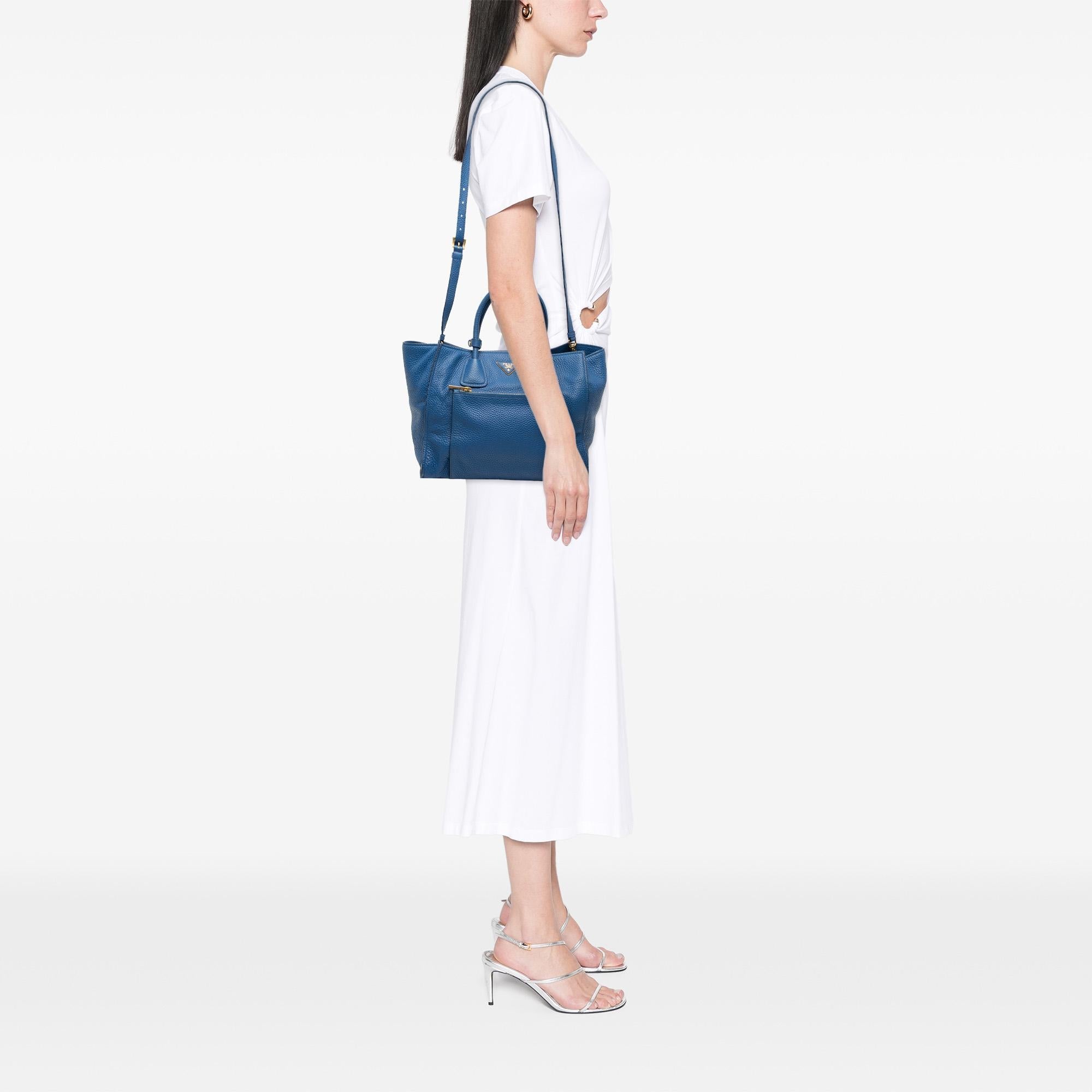 Prada Vitello Daino Front Pocket Open Convertible Tote
