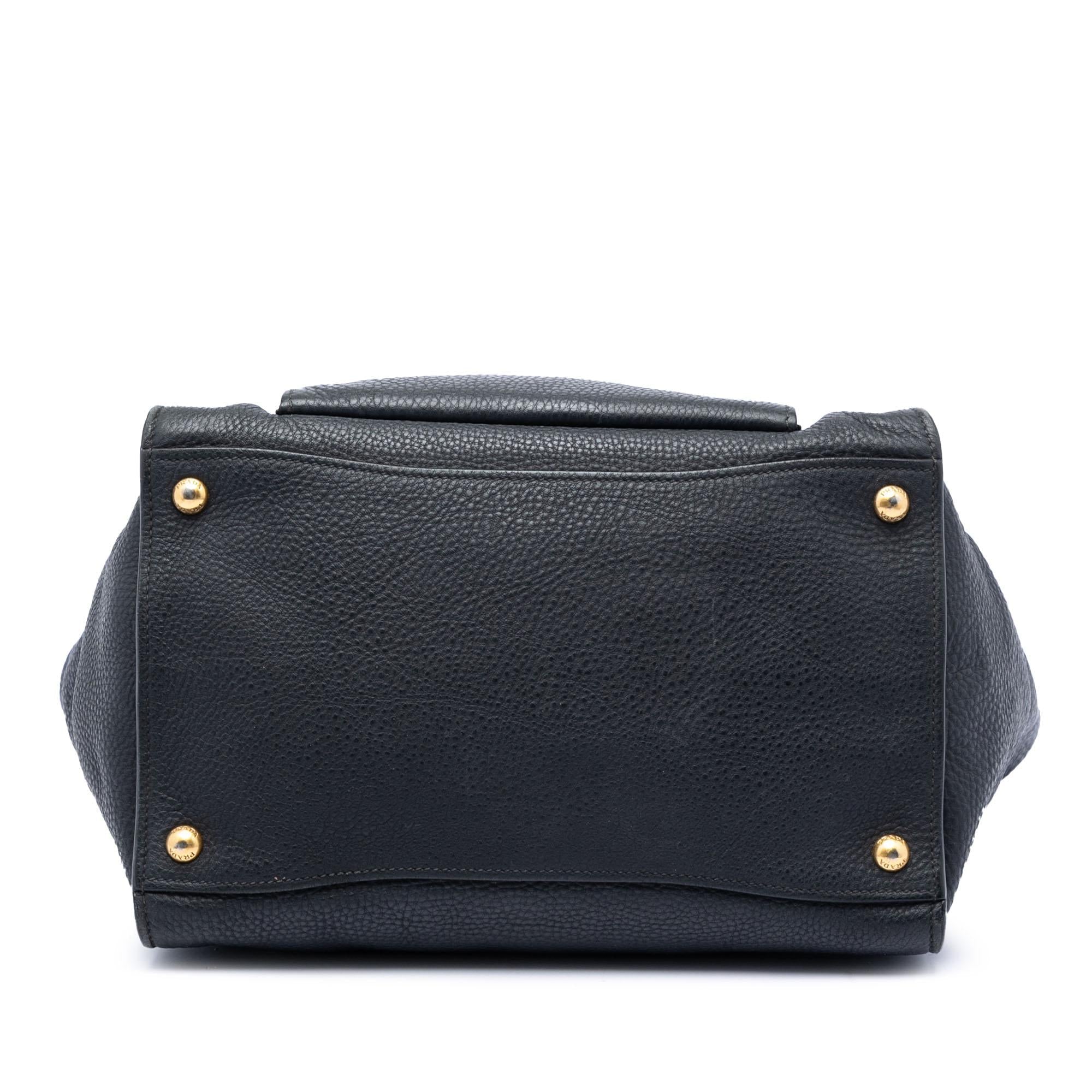 Prada Vitello Daino Front Pocket Open Convertible Tote