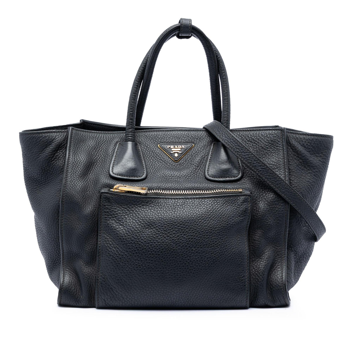Prada Vitello Daino Front Pocket Open Convertible Tote