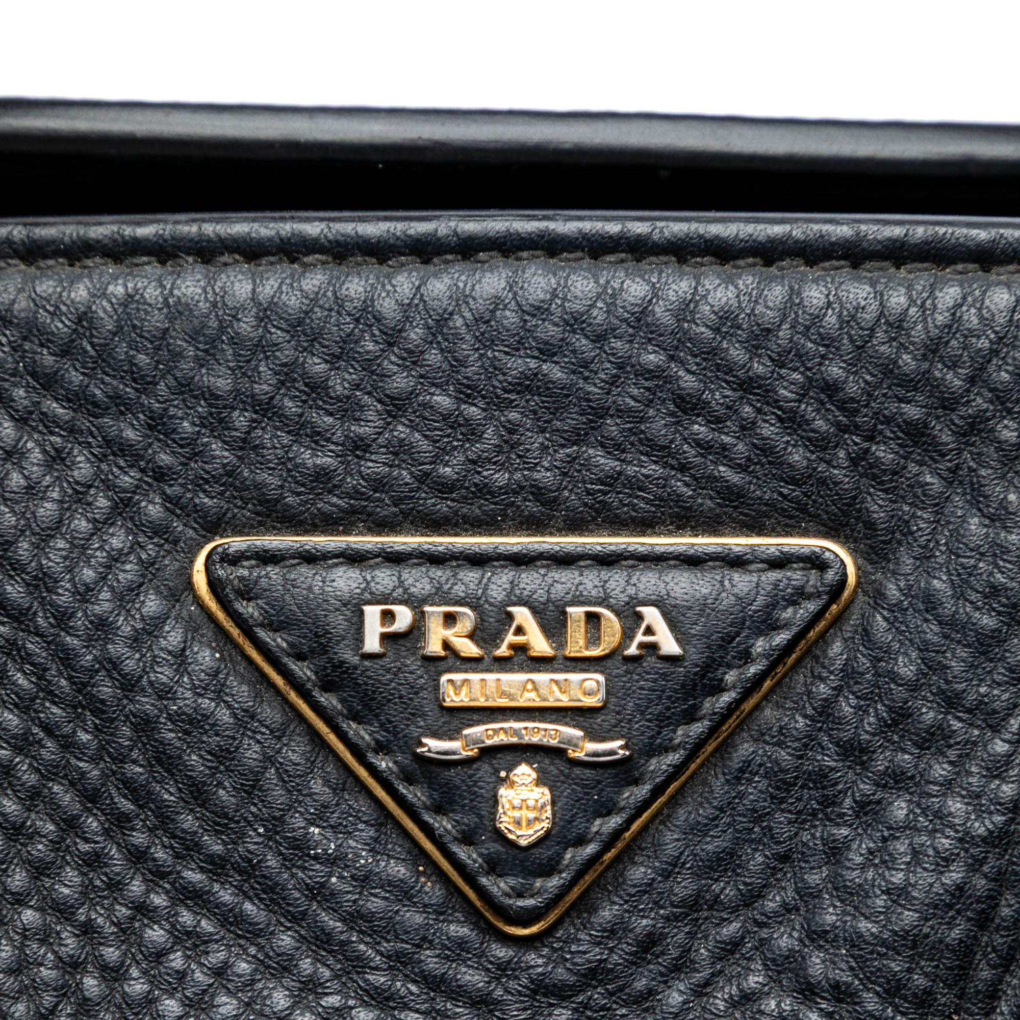 Prada Vitello Daino Front Pocket Open Convertible Tote