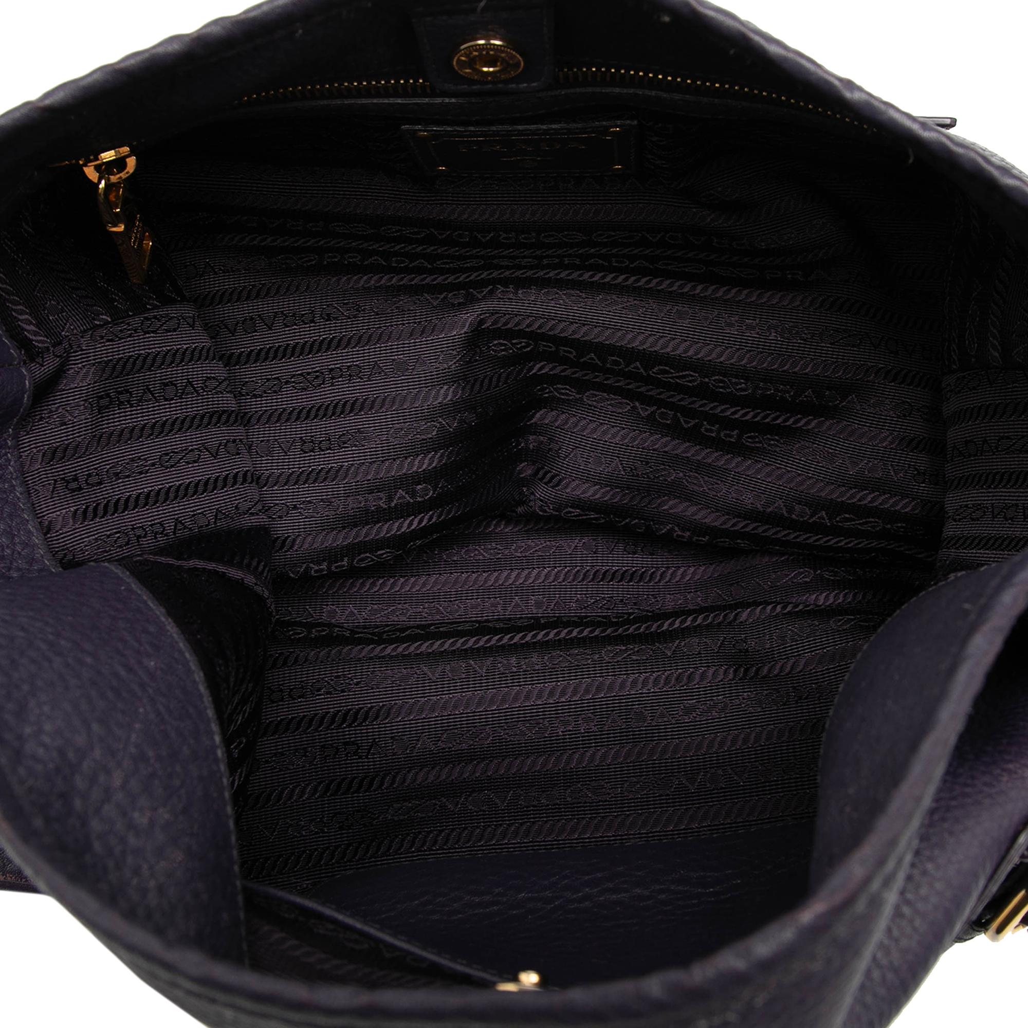 Prada Vitello Daino Front Zip Hobo