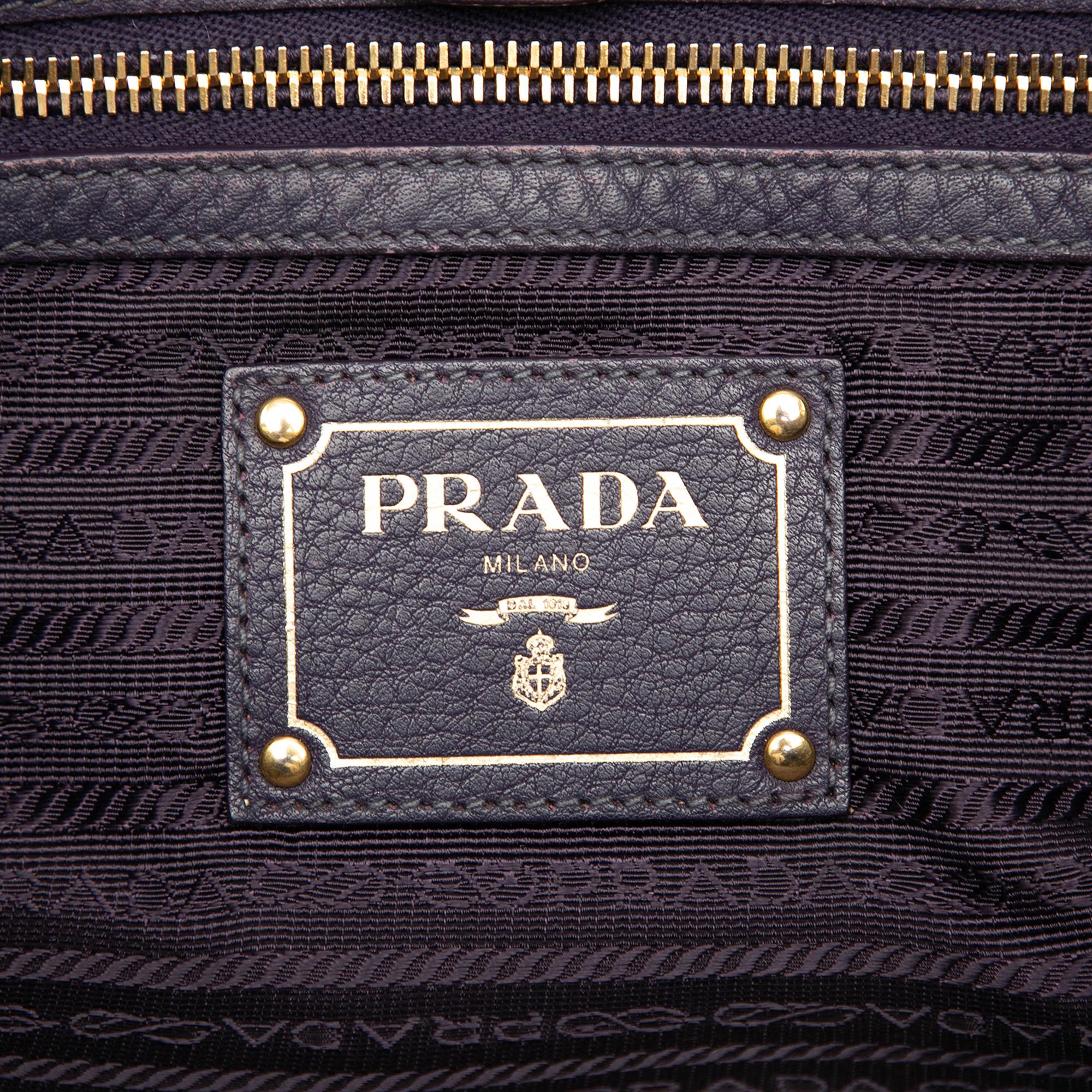 Prada Vitello Daino Front Zip Hobo
