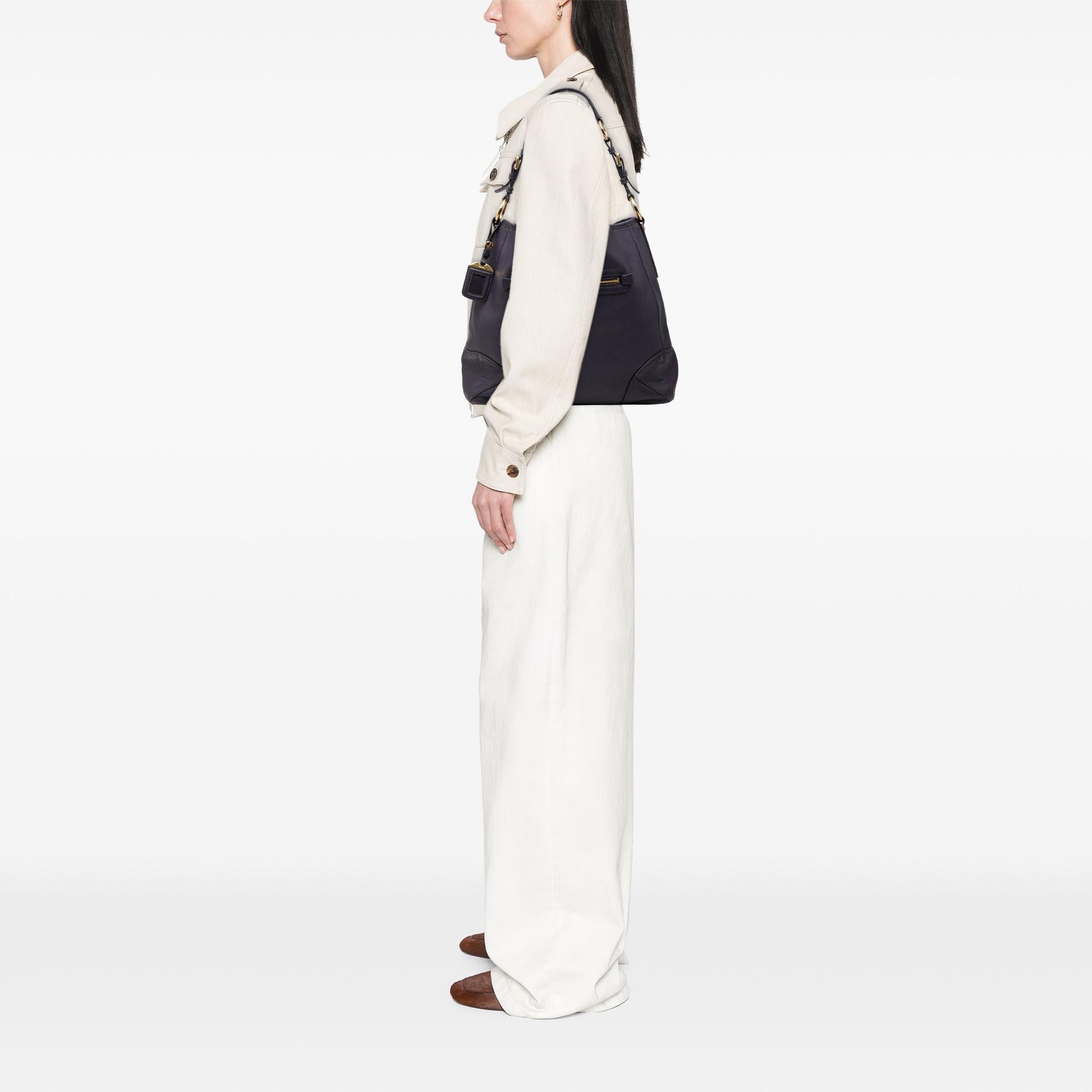 Prada Vitello Daino Front Zip Hobo