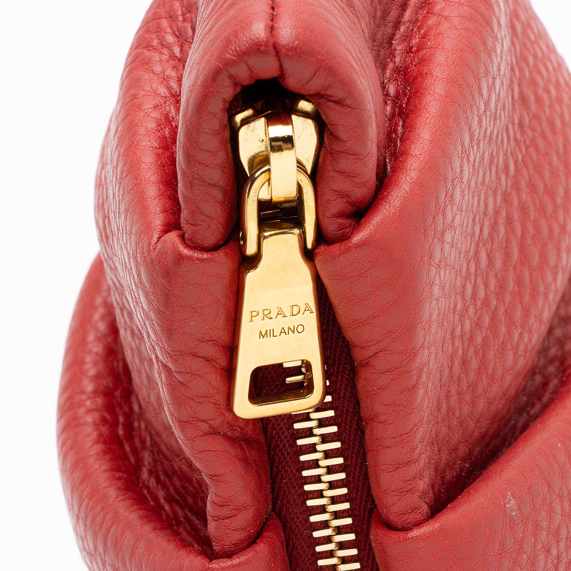 Prada Vitello Daino Pleated Wristlet