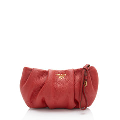 Prada Vitello Daino Pleated Wristlet