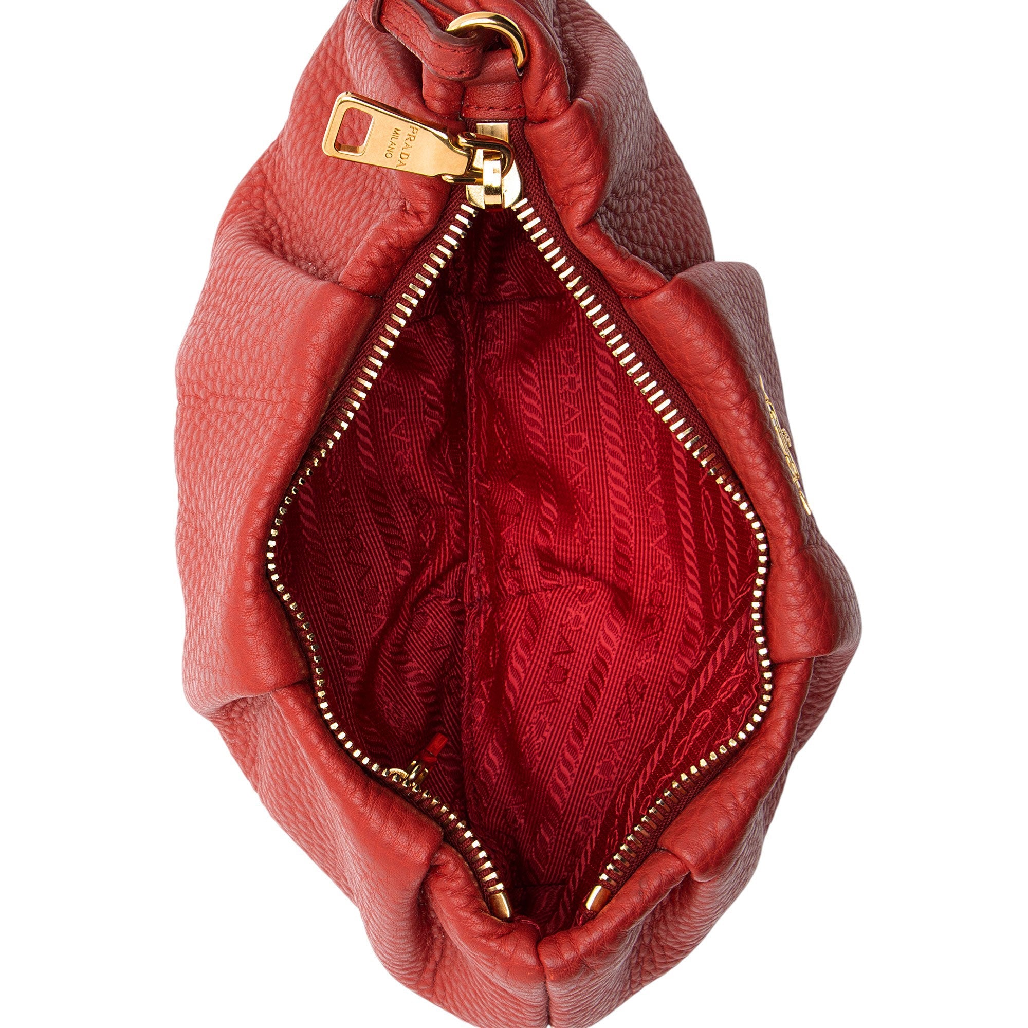 Prada Vitello Daino Pleated Wristlet