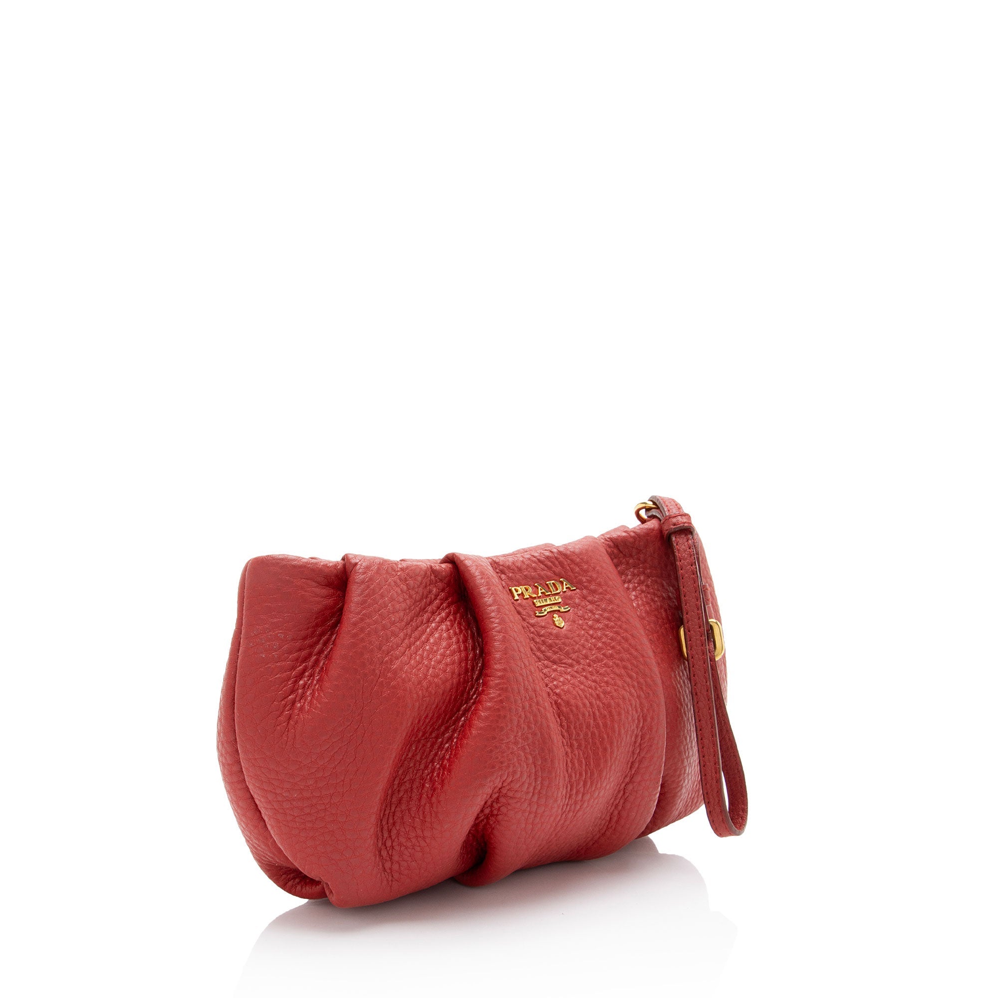 Prada Vitello Daino Pleated Wristlet