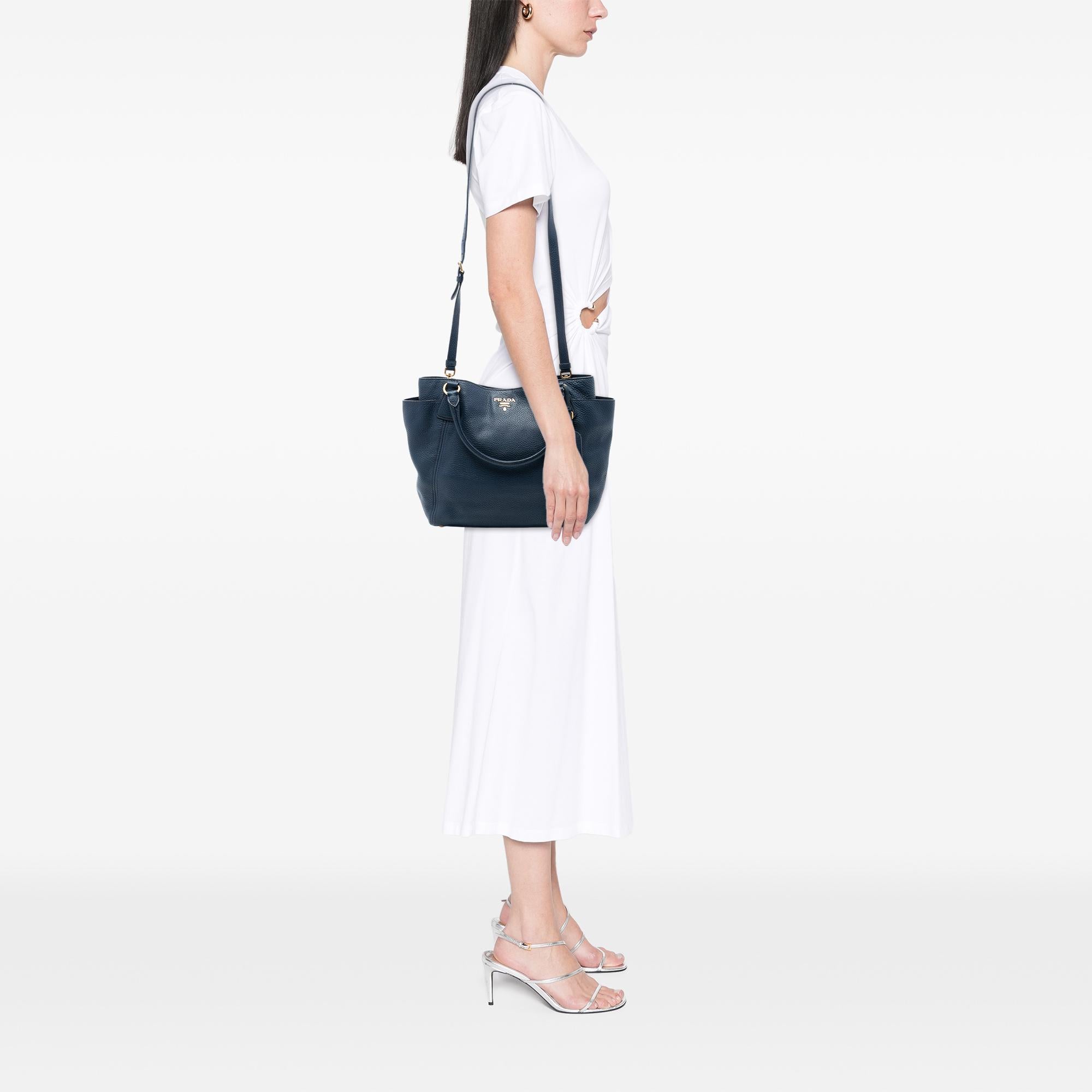 Prada Vitello Daino Side Pocket Convertible Tote