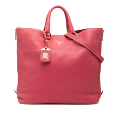 Prada Vitello Daino Side Zip Convertible Tote