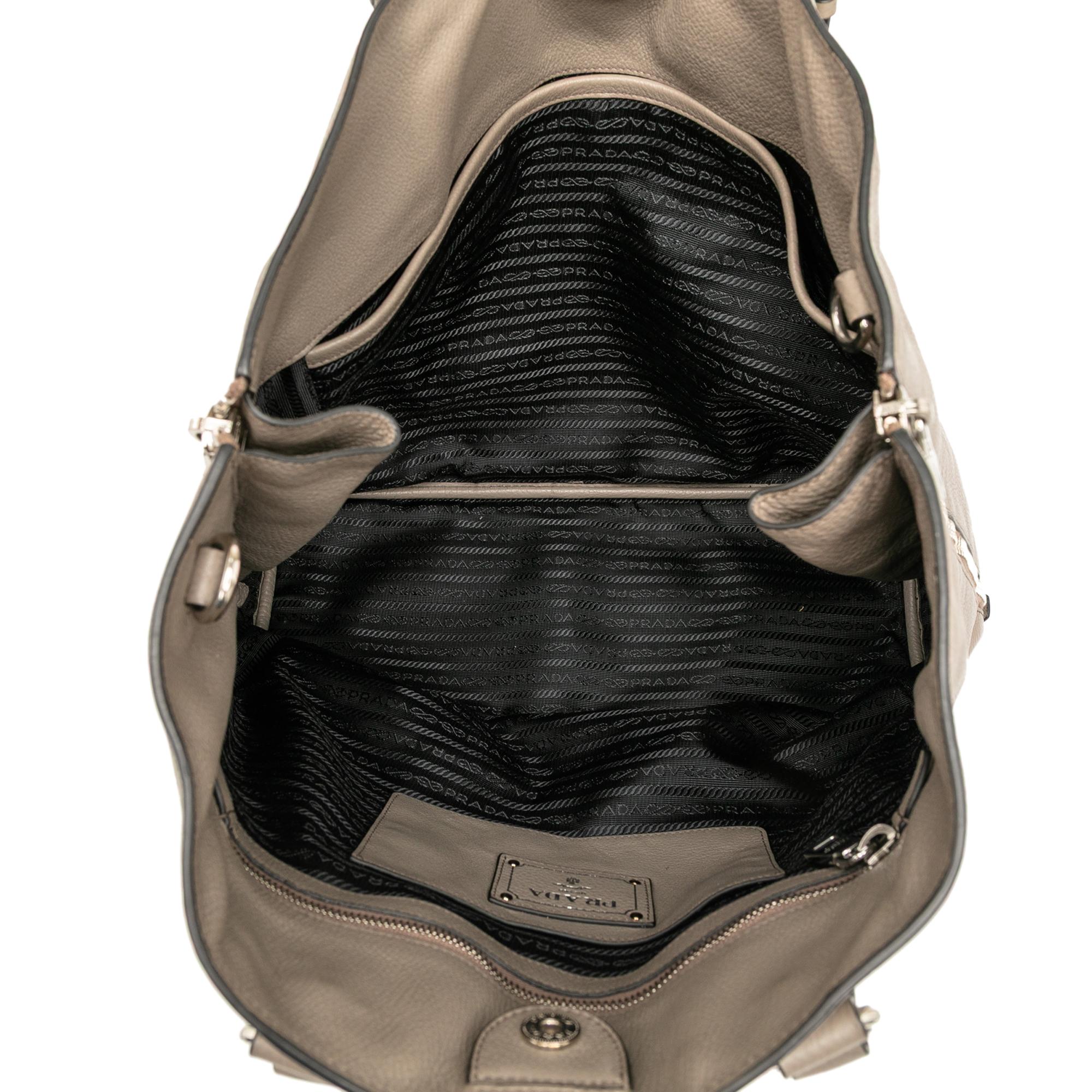 Prada Vitello Daino Side Zip Convertible Tote