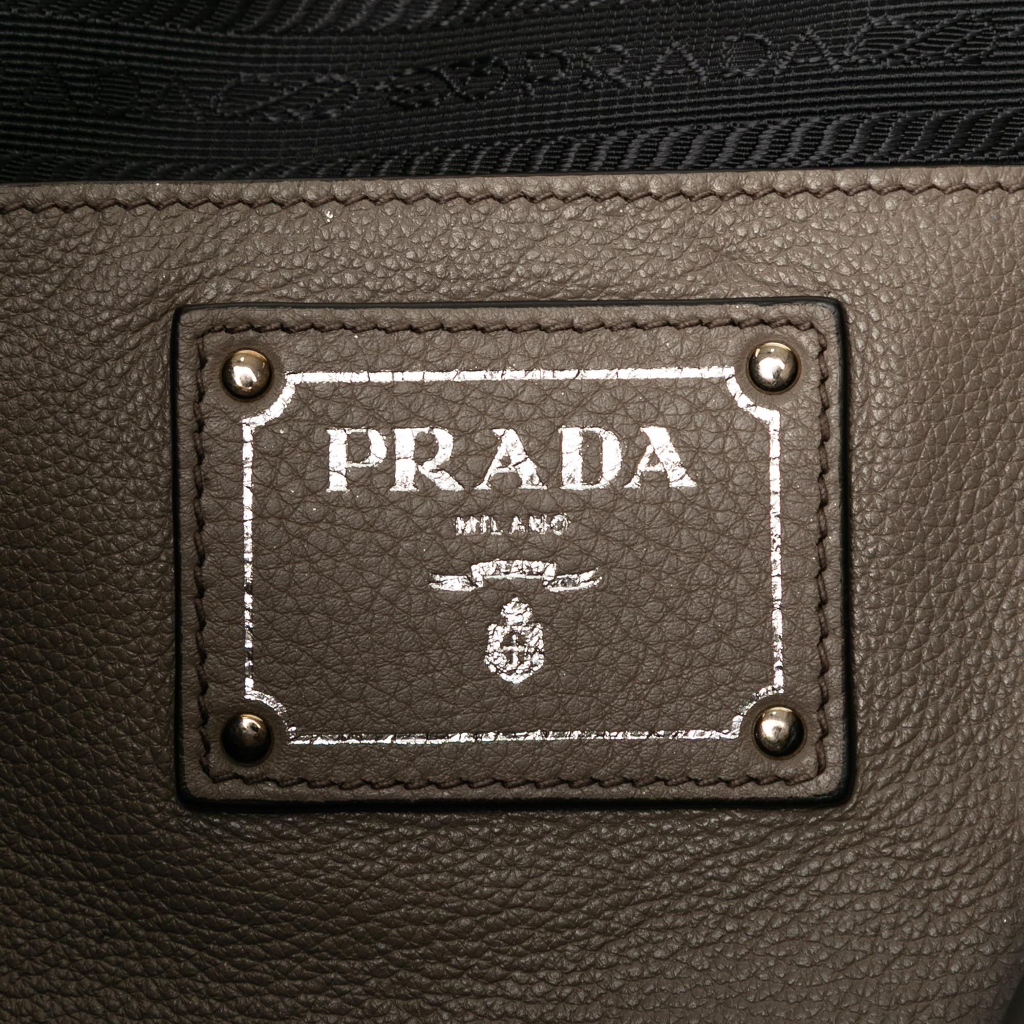 Prada Vitello Daino Side Zip Convertible Tote