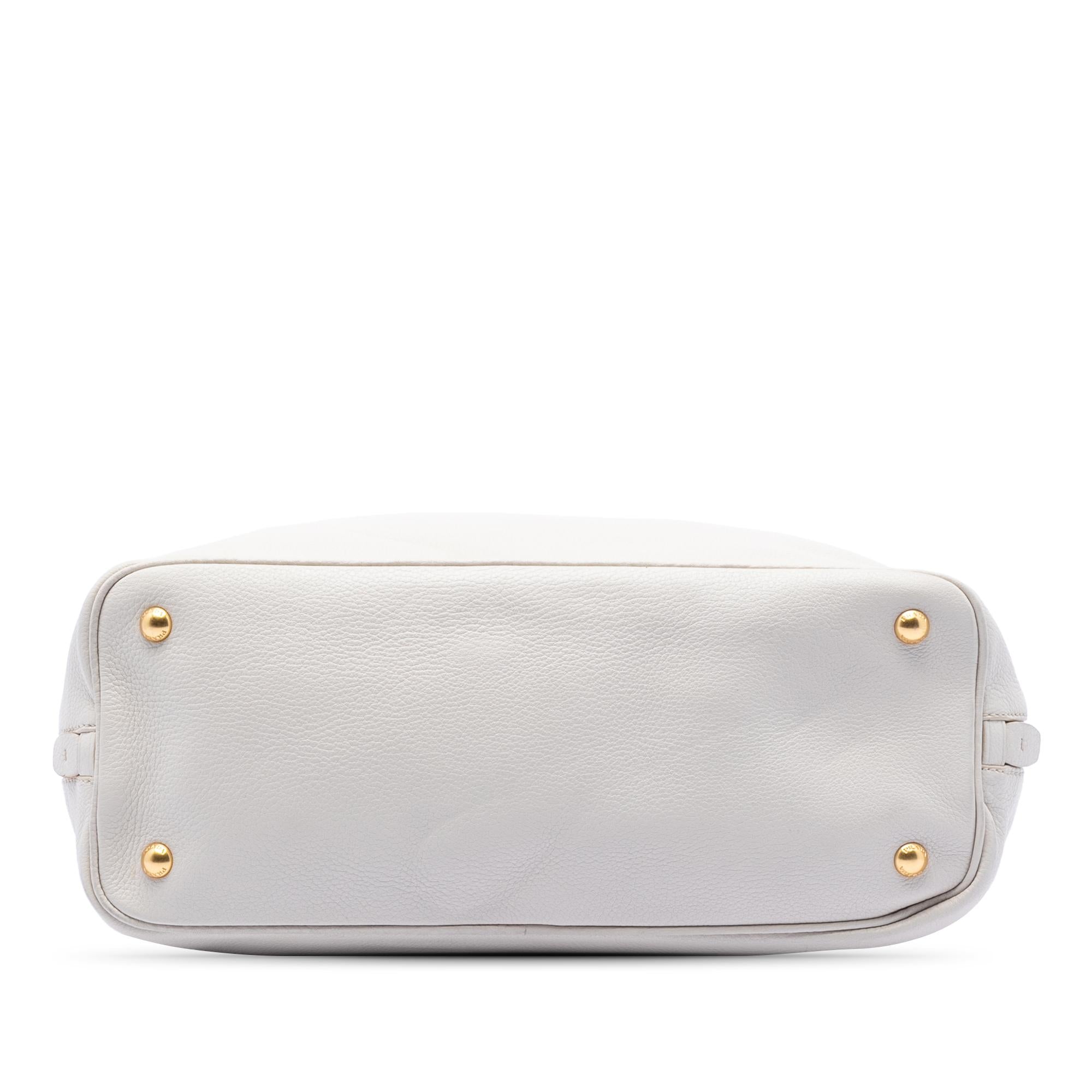 Prada Vitello Daino Side Zip Open Convertible Tote