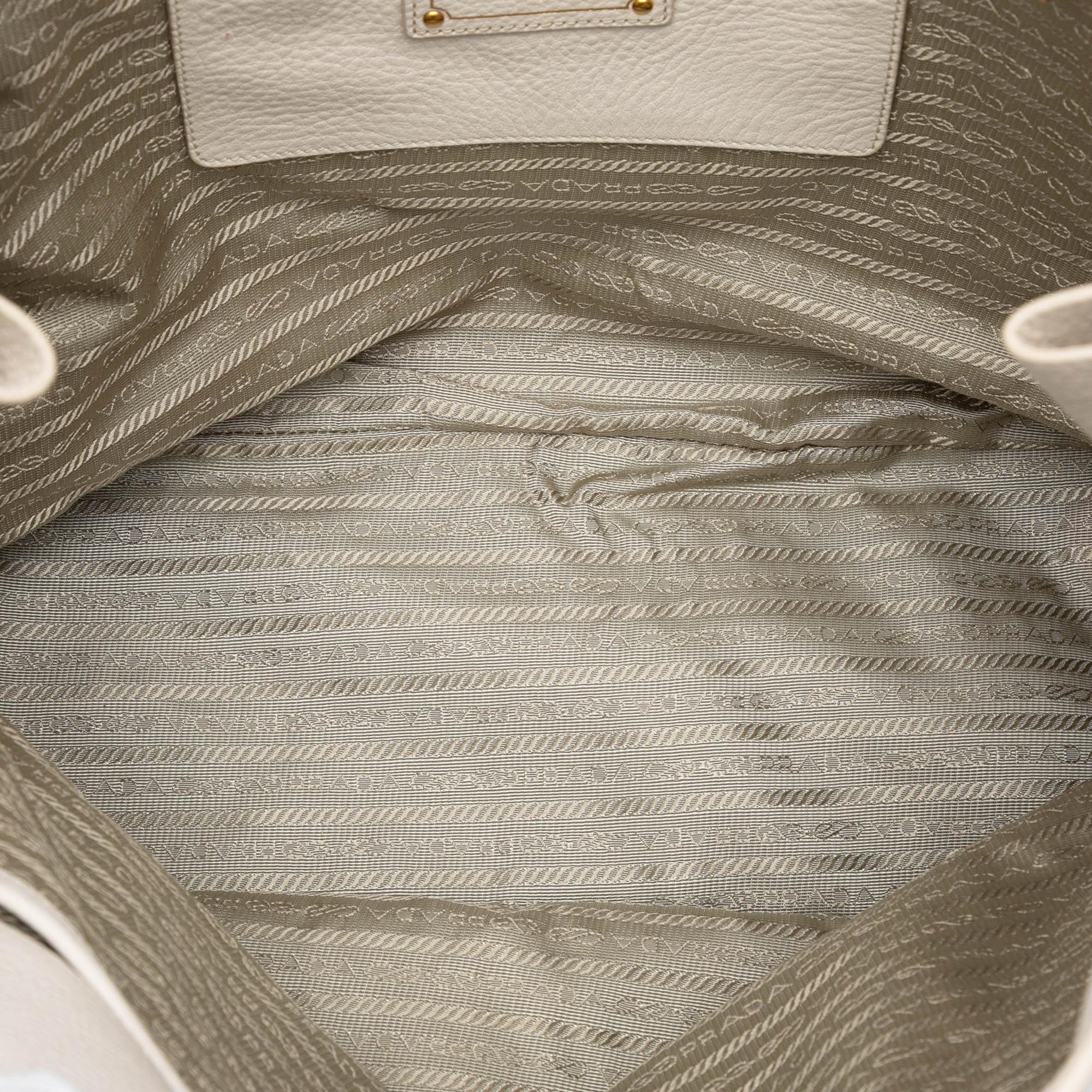 Prada Vitello Daino Side Zip Open Convertible Tote