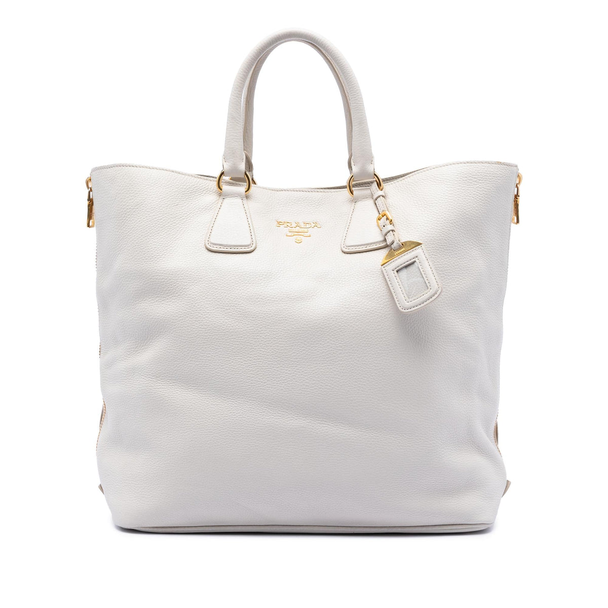 Prada Vitello Daino Side Zip Open Convertible Tote