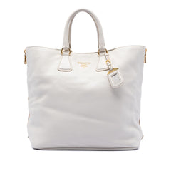 Prada Vitello Daino Side Zip Open Convertible Tote