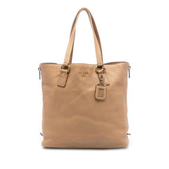 Prada Vitello Daino Side Zip Shopper Tote