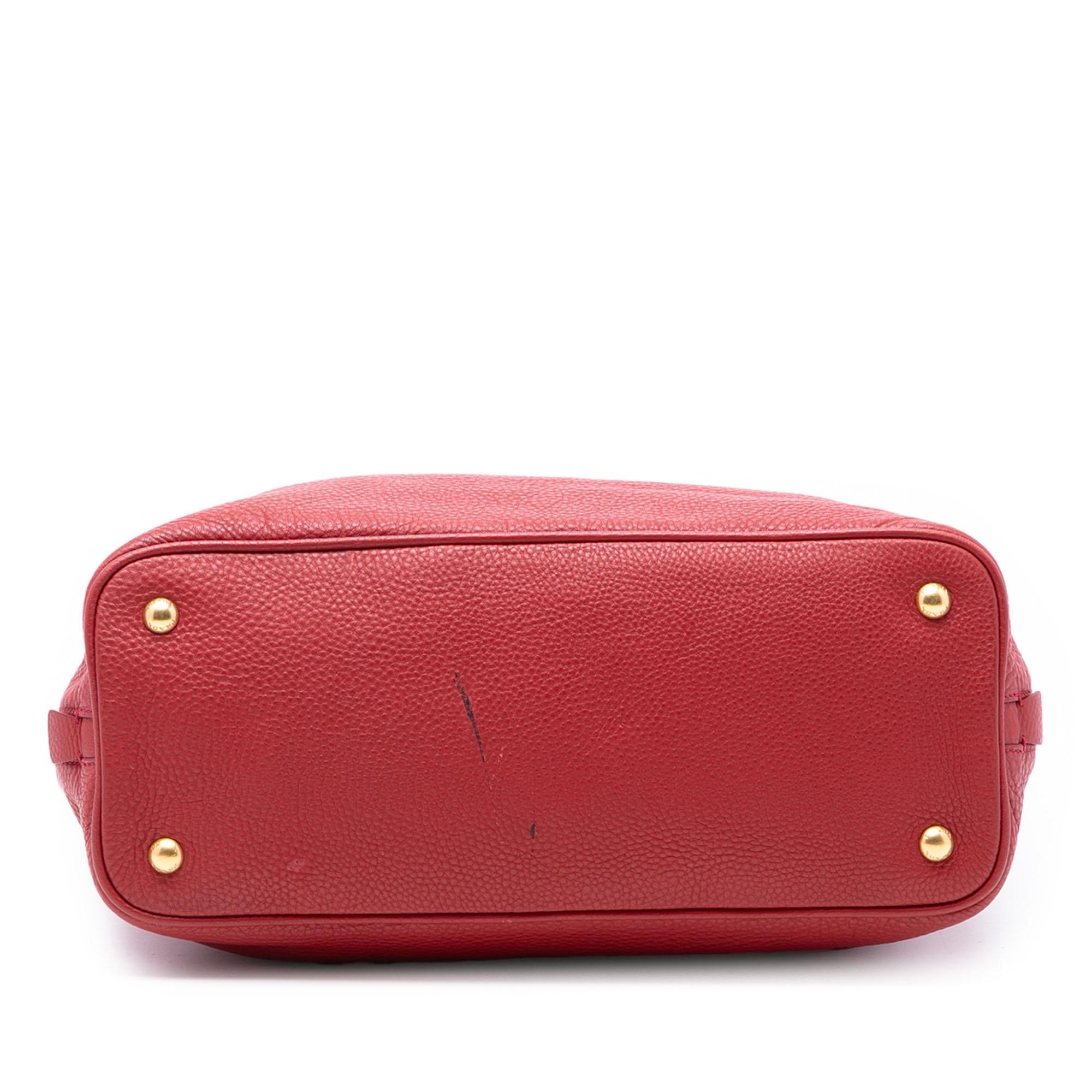 Prada Vitello Daino Side Zip Shopper Tote