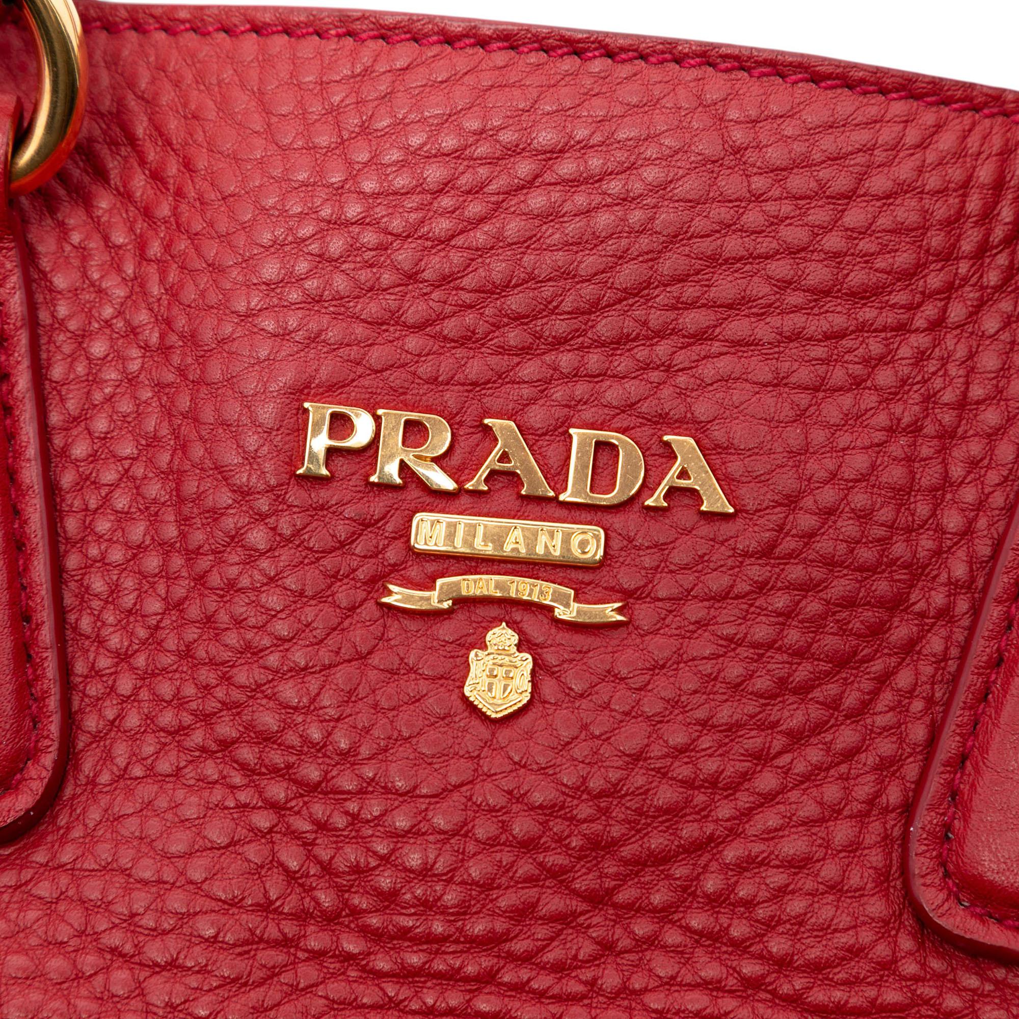 Prada Vitello Daino Side Zip Shopper Tote