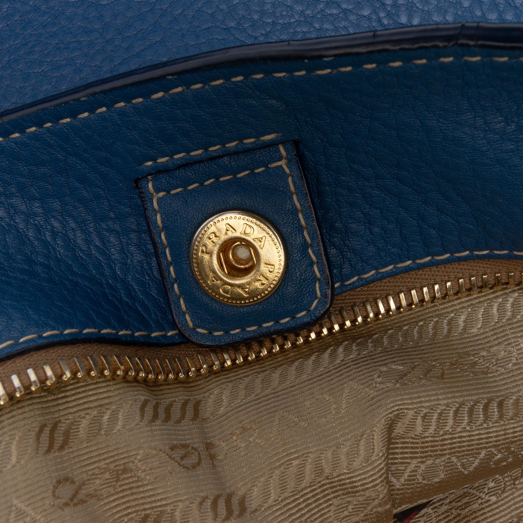 Prada Vitello Daino Side Zip Shopper Tote