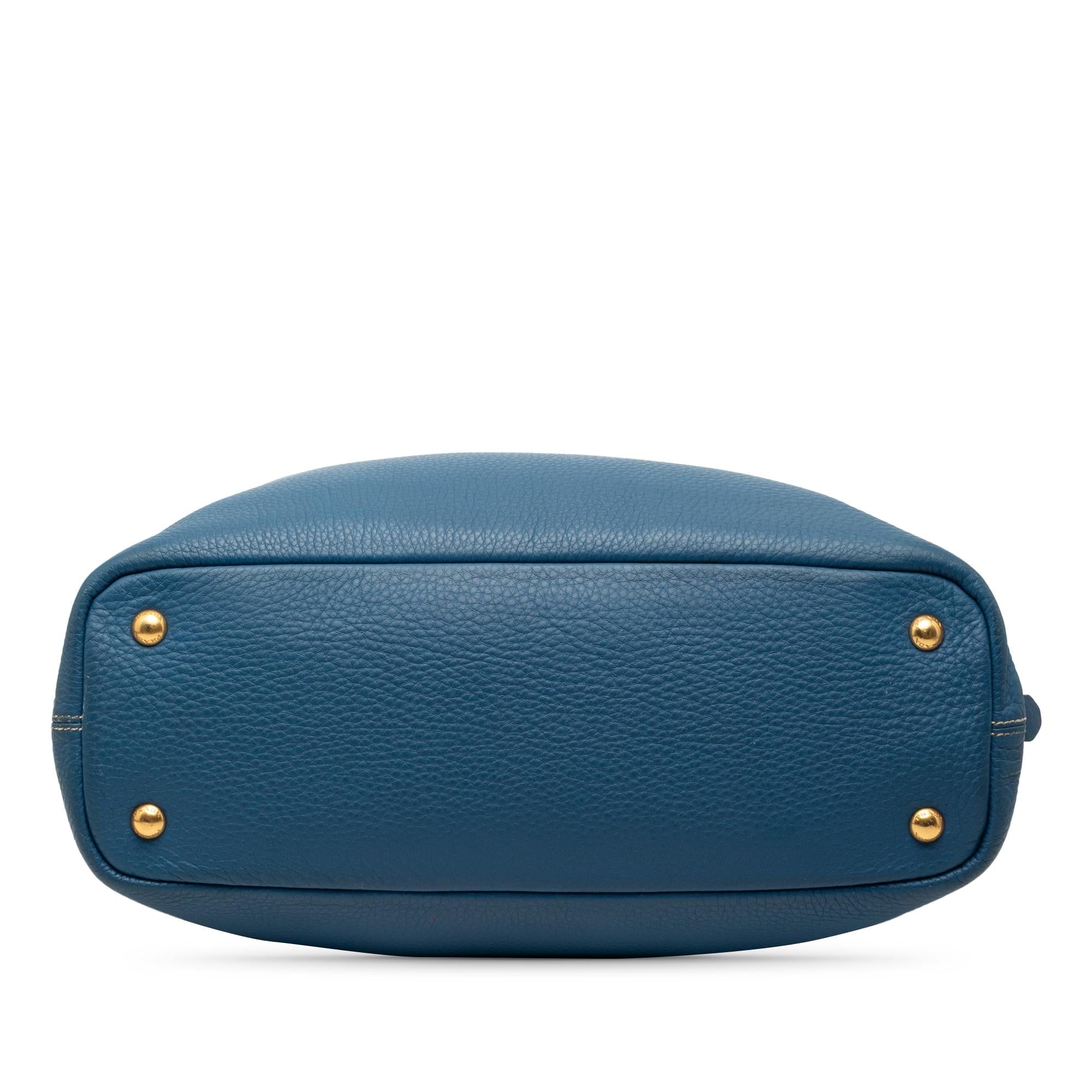 Prada Vitello Daino Side Zip Shopper Tote