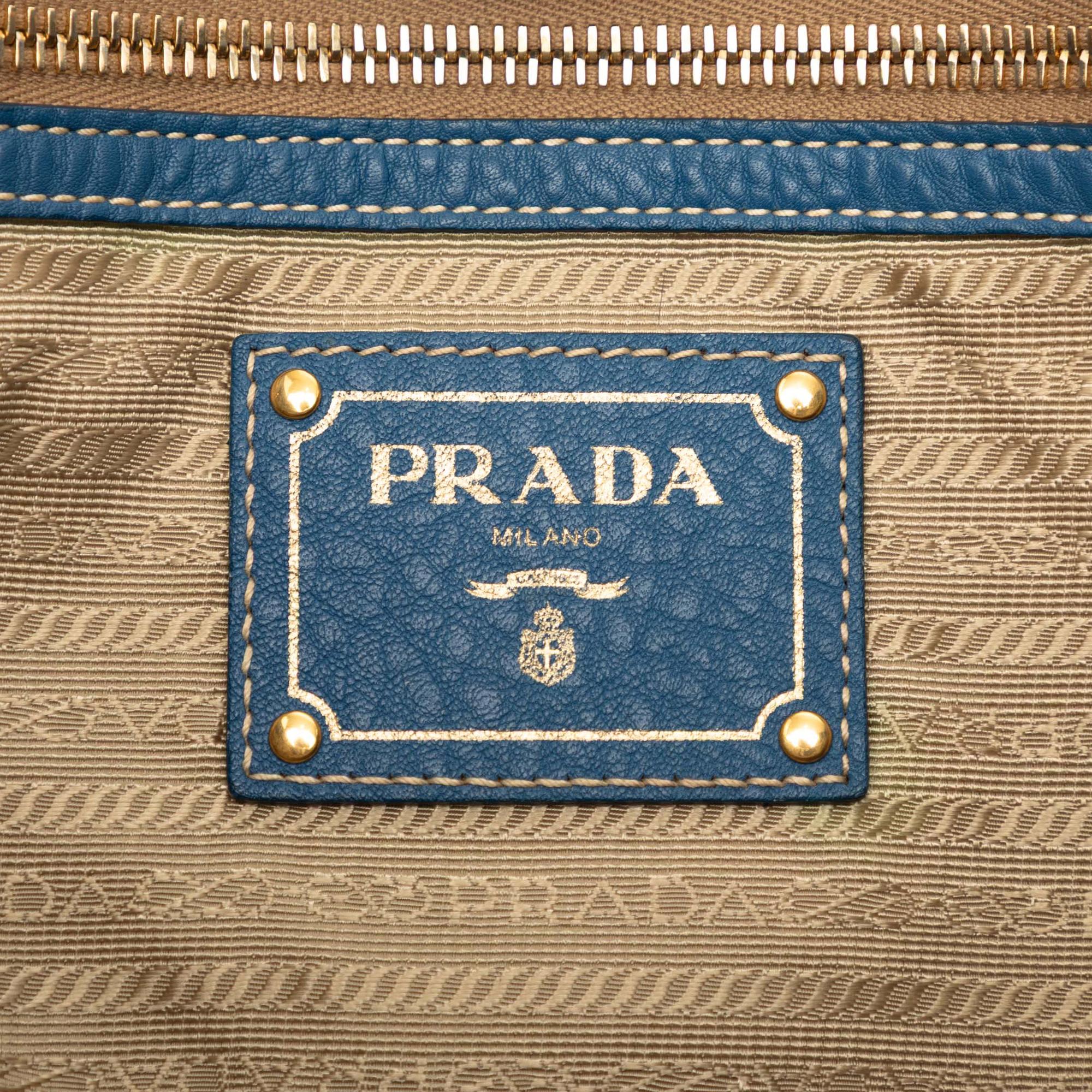 Prada Vitello Daino Side Zip Shopper Tote