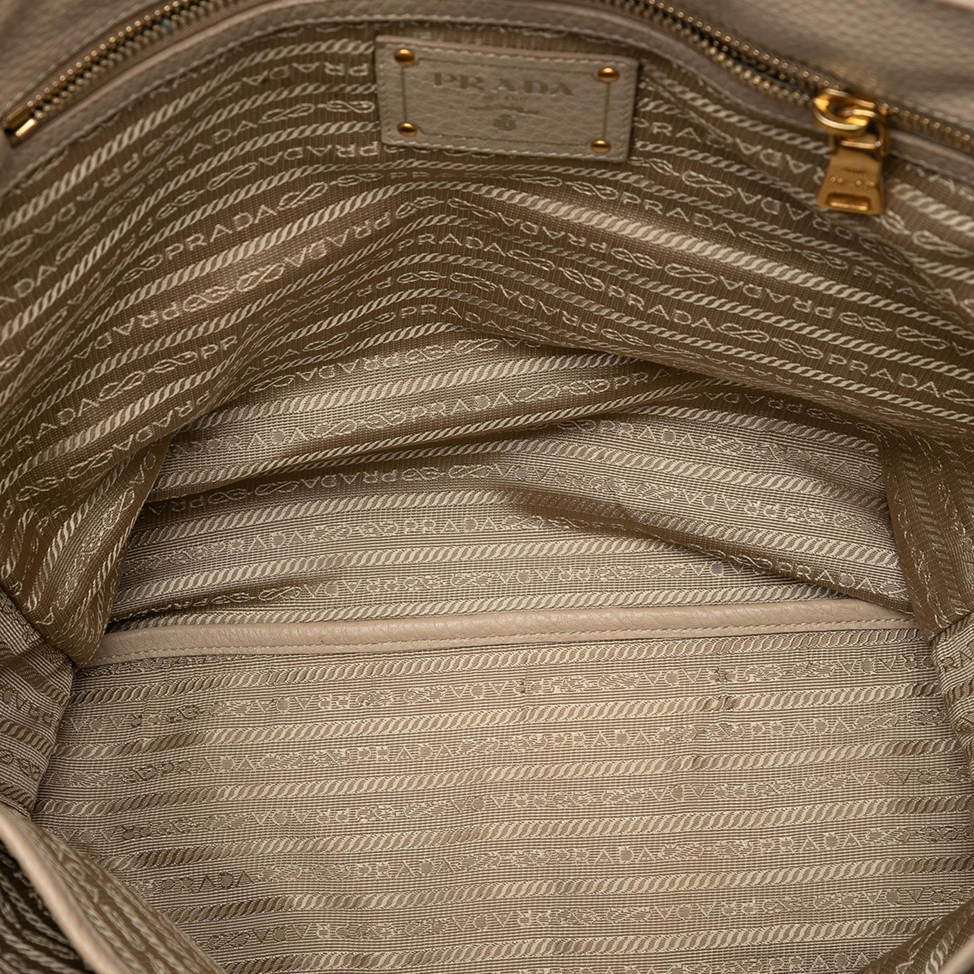 Prada Vitello Daino Side Zip Shopper Tote