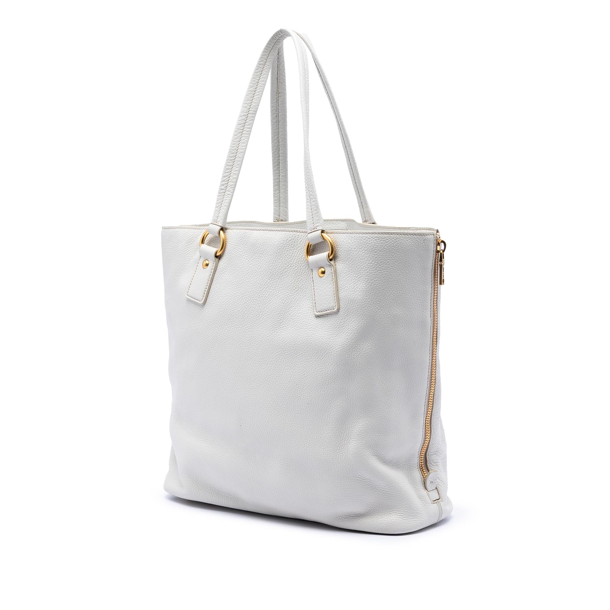 Prada Vitello Daino Side Zip Tote