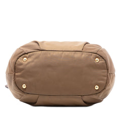 Prada Vitello Daino Trimmed Tessuto Satchel