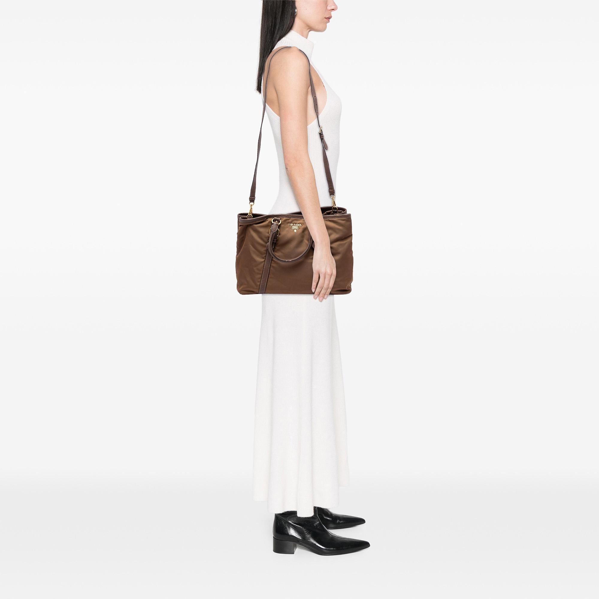 Prada Vitello Daino Trimmed Tessuto Satchel