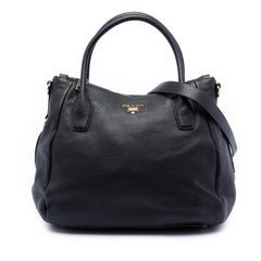 Prada Vitello Daino Zip Top Convertible Tote