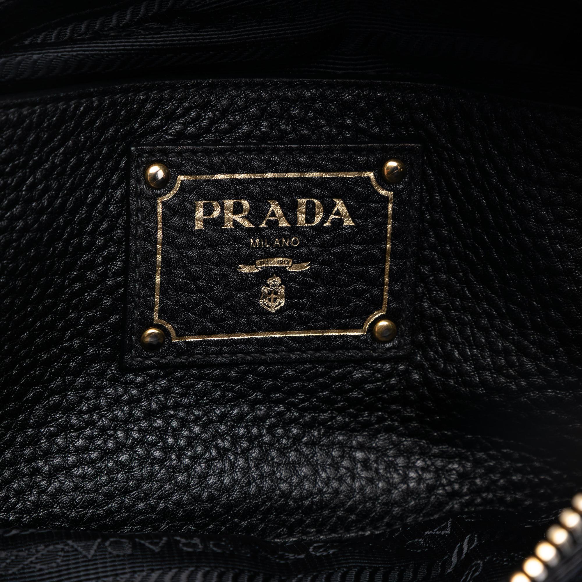 Prada Vitello Daino Zip Top Convertible Tote
